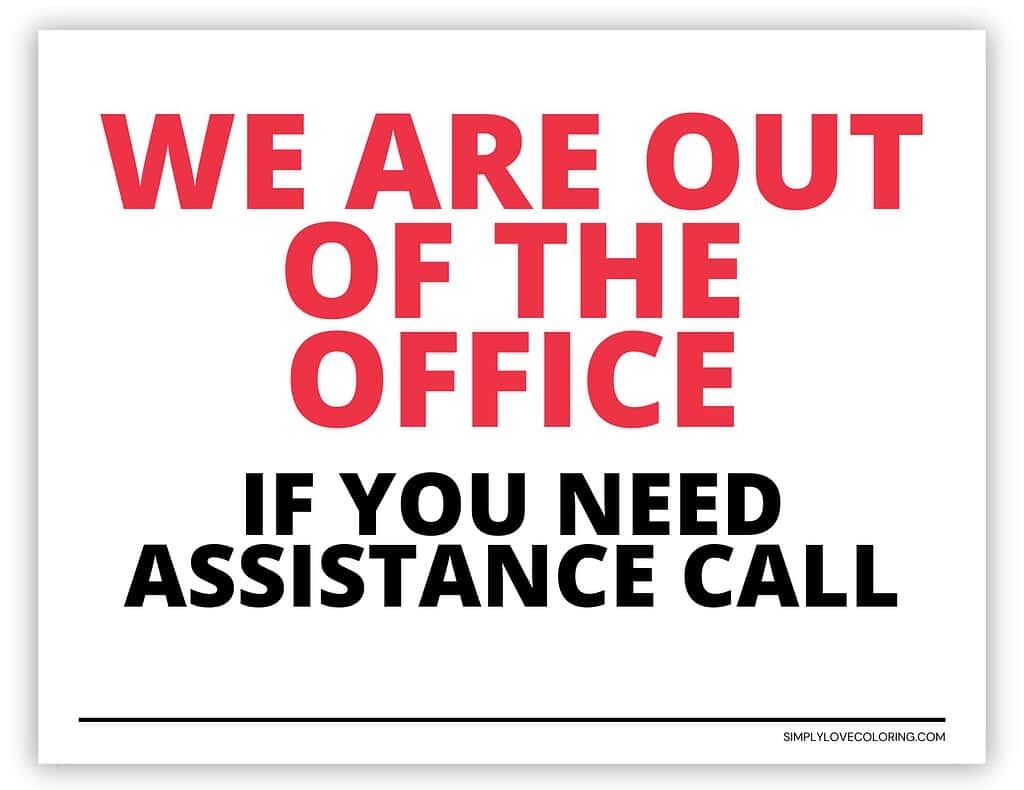 out of office printable signs