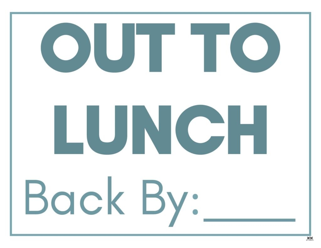 out for lunch sign printables