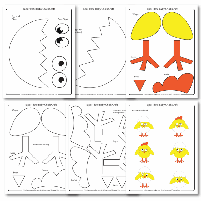 Paper Plate Baby Chick Craft Free PDF Template Daydream Into Reality
