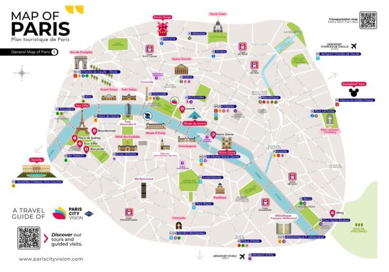 Paris Tourist Map Downloadable Map PARISCityVISION
