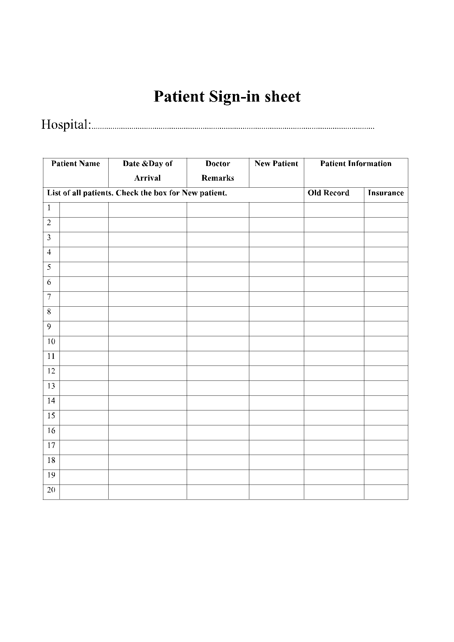 free printable sign in forms