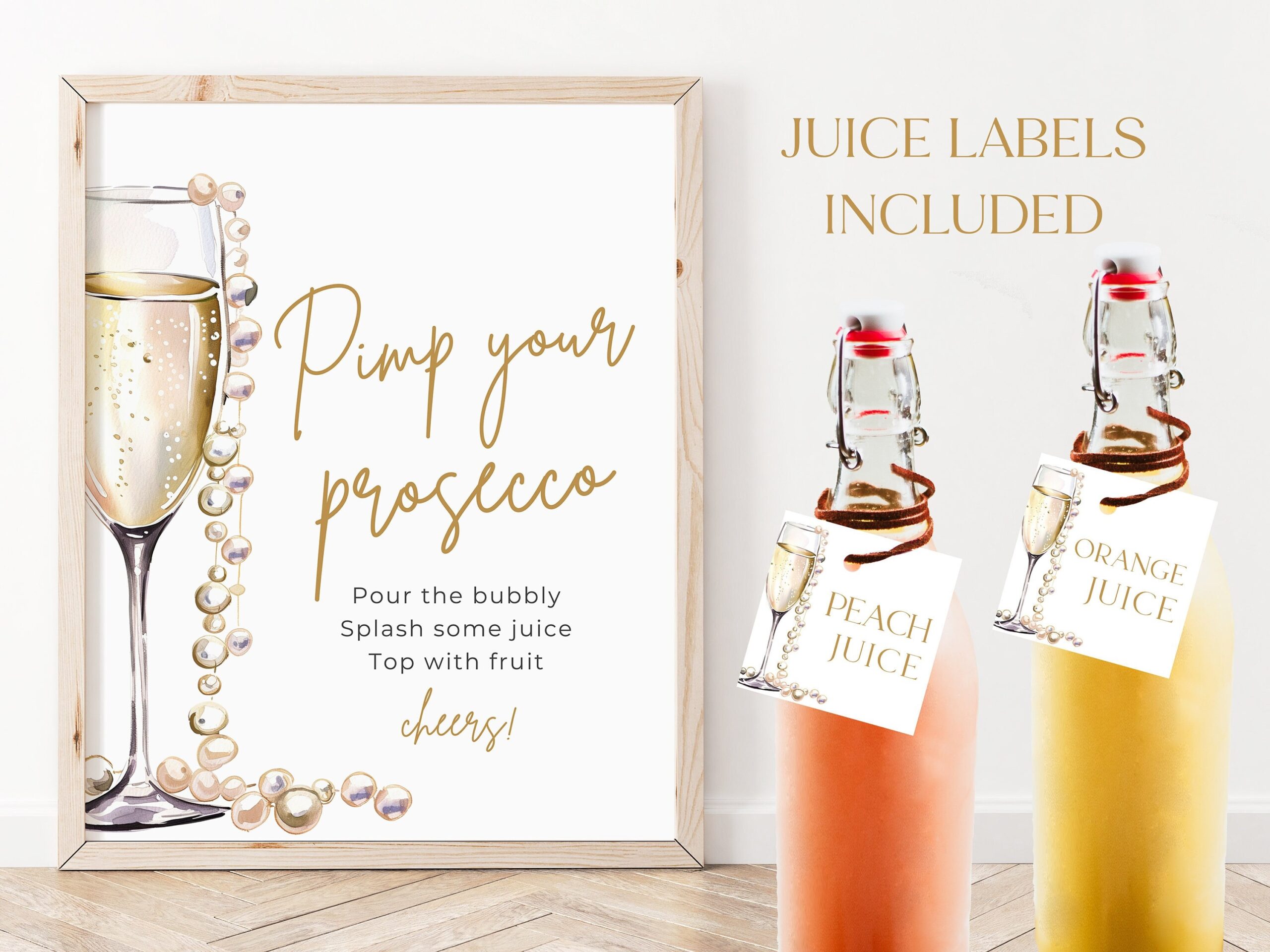 Pearls And Prosecco Bar Sign Bridal Shower Mimosa Bar printable Etsy