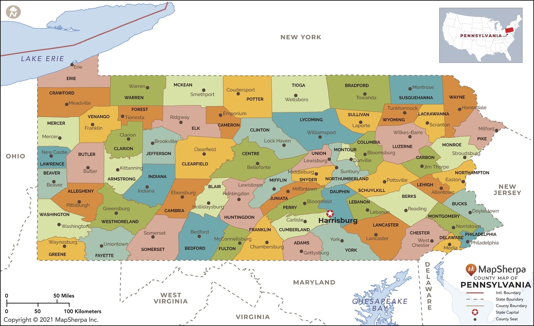 printable pa county map