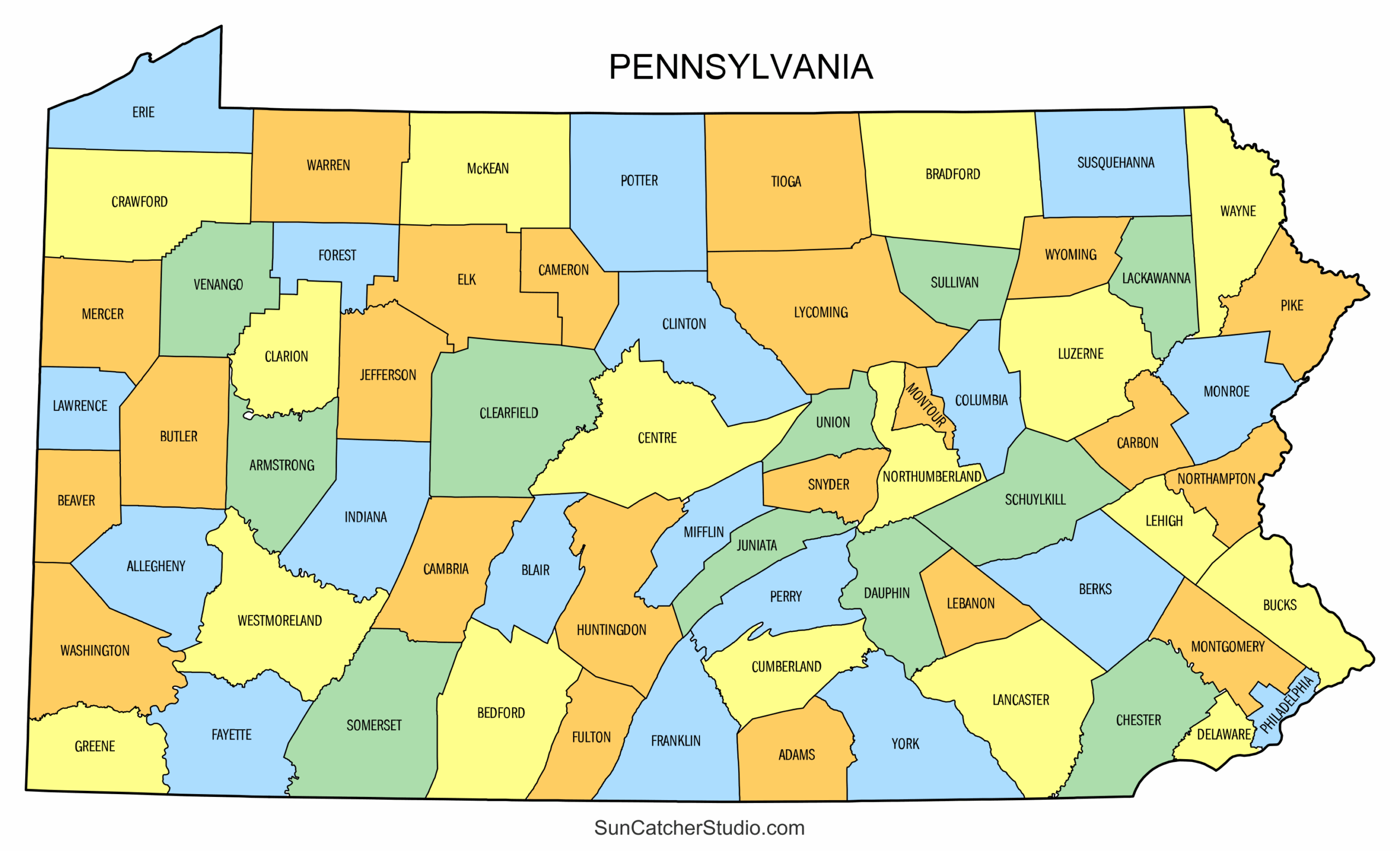 printable pennsylvania county map