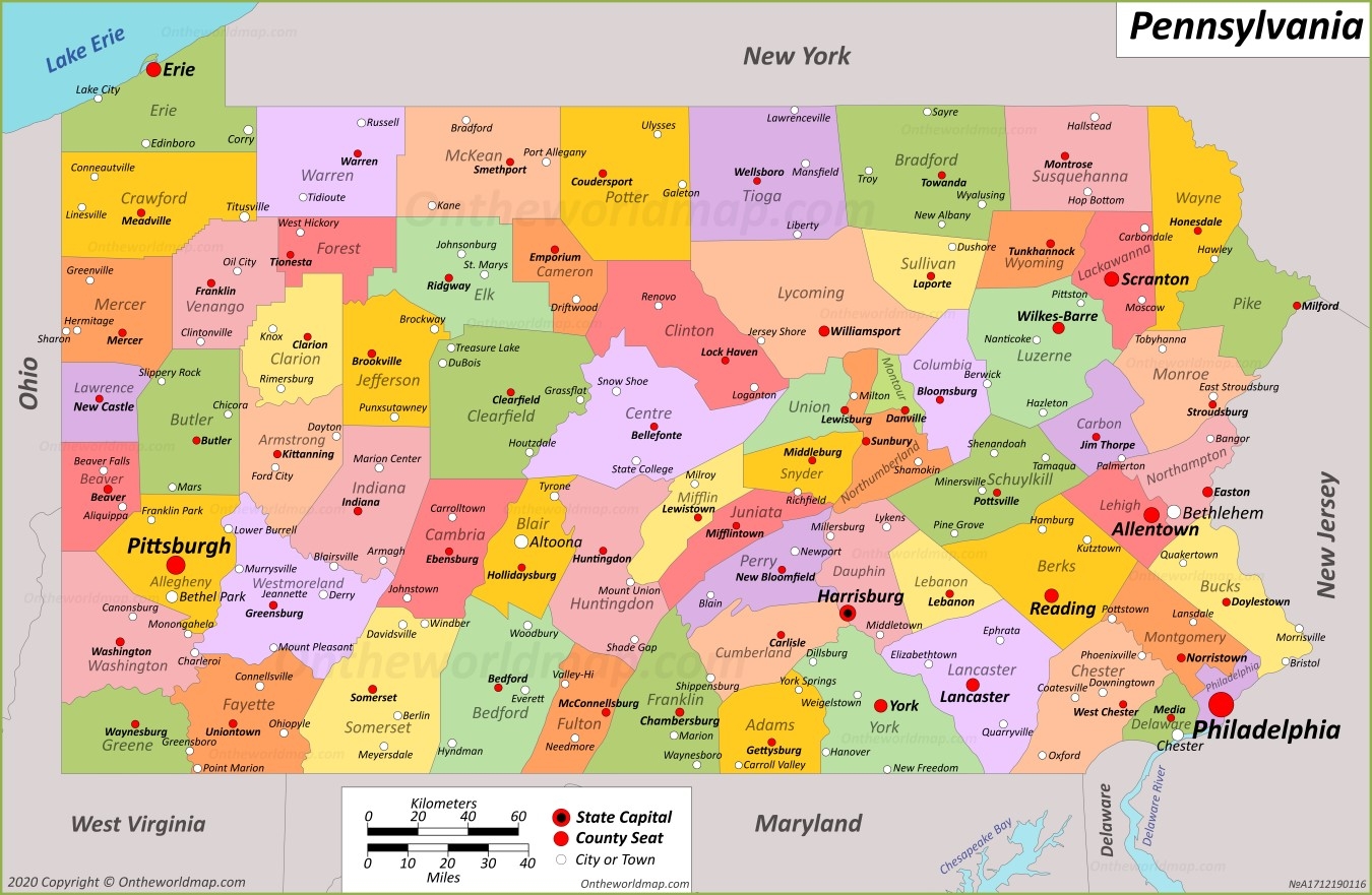 map of pennsylvania printable