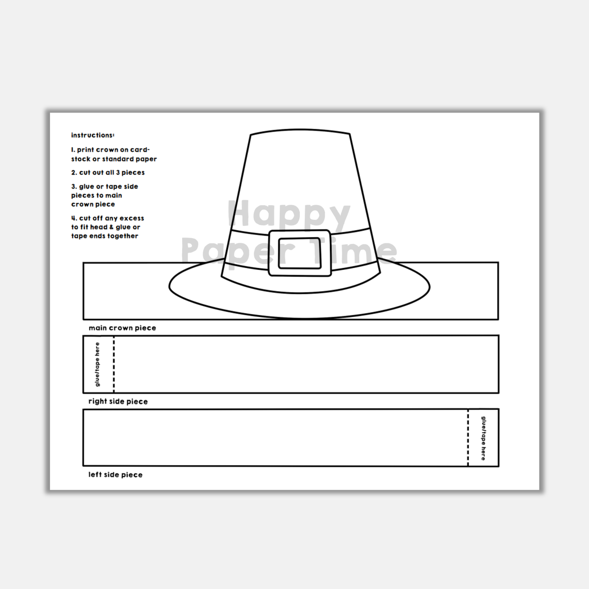 Pilgrim Hat Templates Free Printable Thanksgiving Hat Messy Little Monster Shop