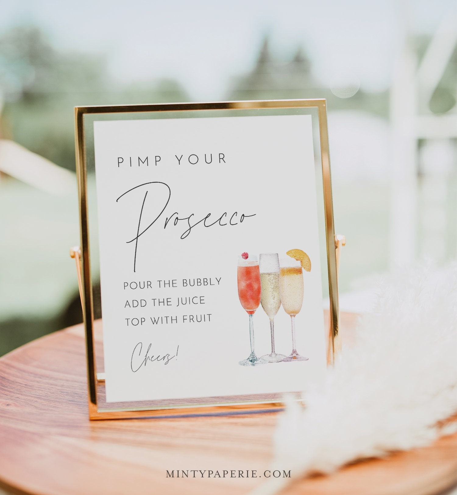 Pimp Your Prosecco Sign Tag Mimosa Sign Minimalist Wedding Bridal Shower Editable Template Instant Download Templett 0026 56S Etsy