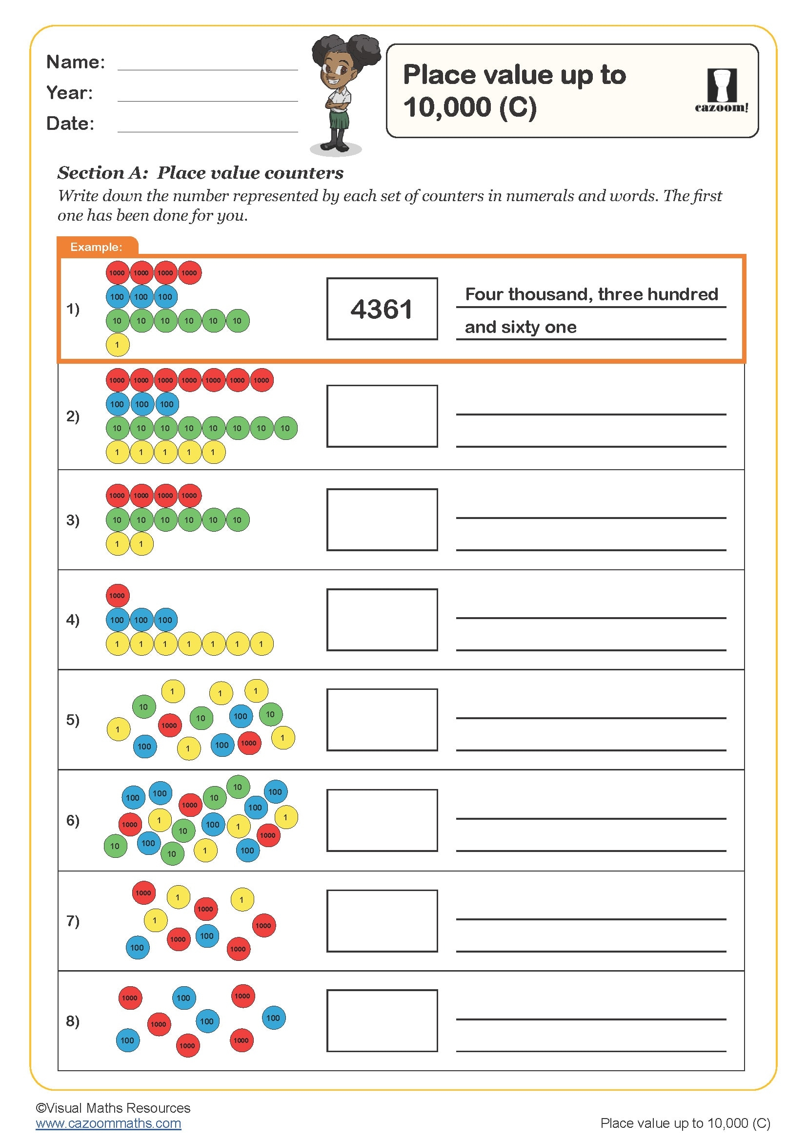 free printable place value worksheets