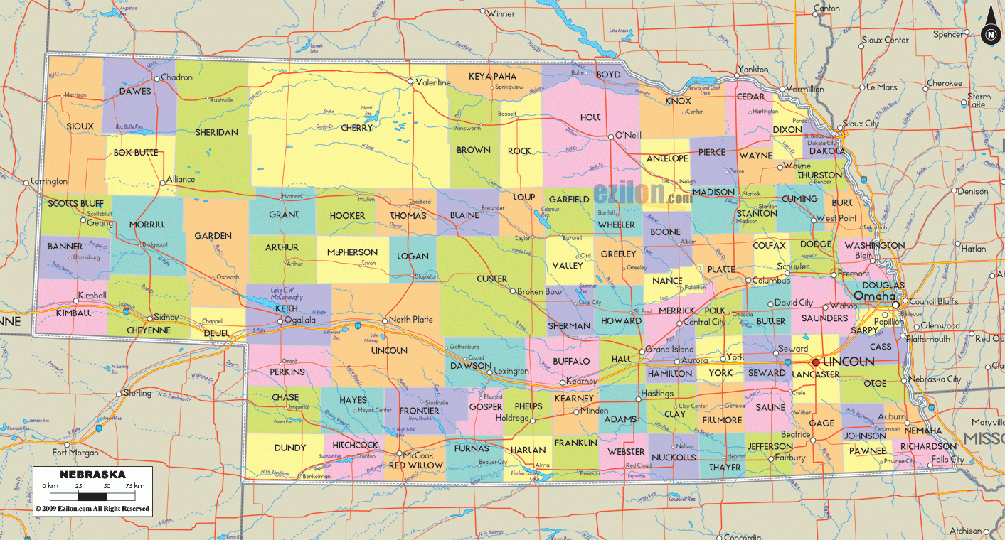 Political Map Of Nebraska State Printable Collection Thong Thai Real