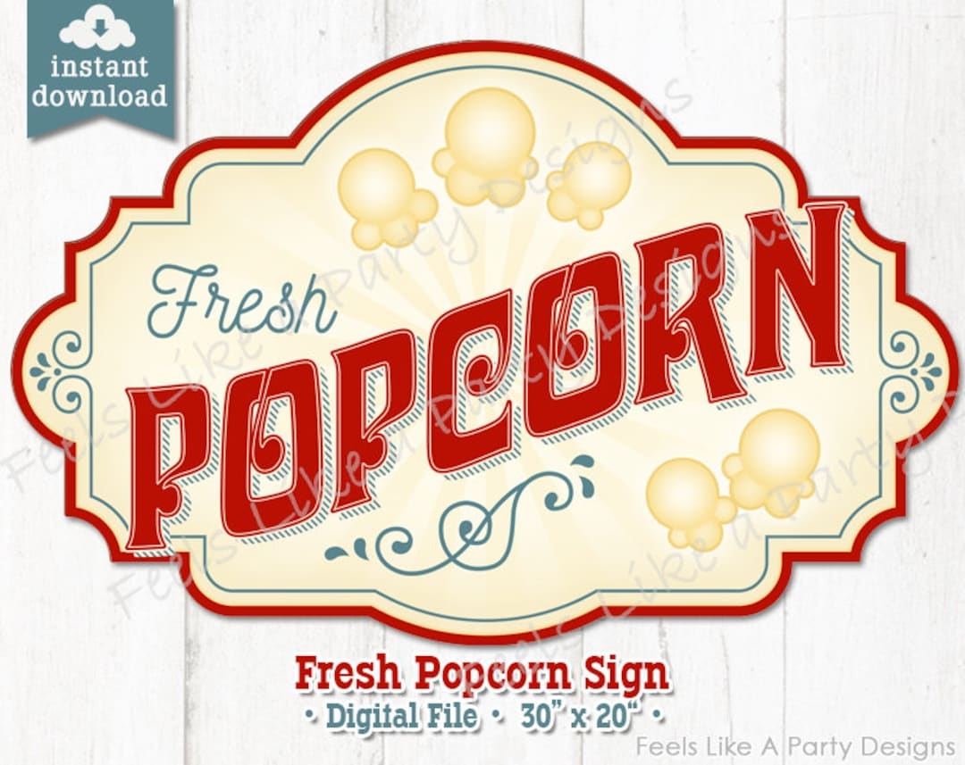Popcorn Sign DIY Instant Download Carnival Sign Printable Carnival Sign Popcorn Booth Popcorn Kiosk Popcorn Banner Etsy