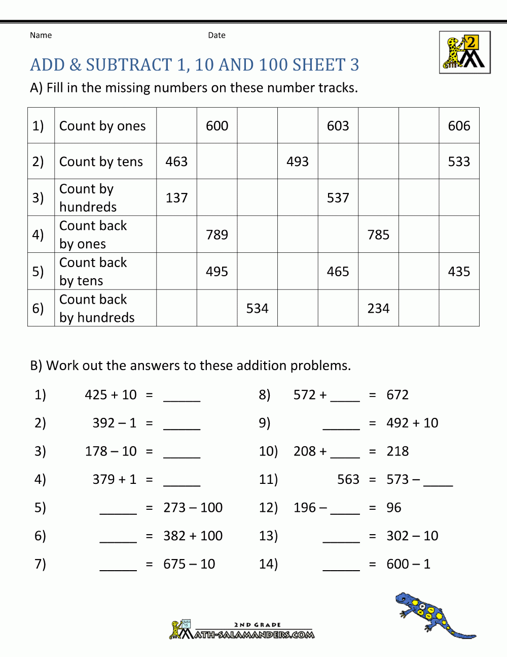 printable addition and subtraction sheets