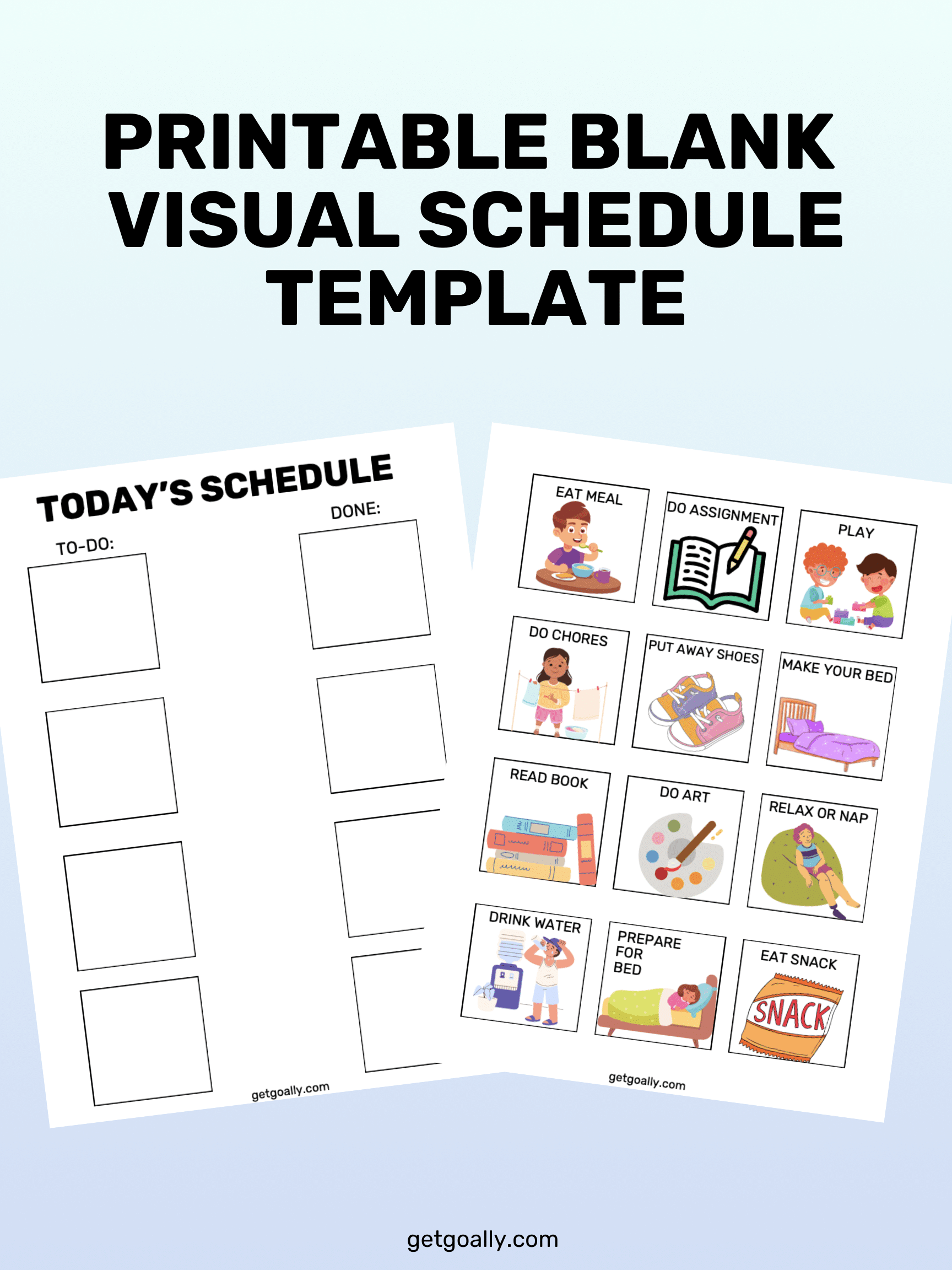 Printable Blank Visual Schedule Template Free Download Goally