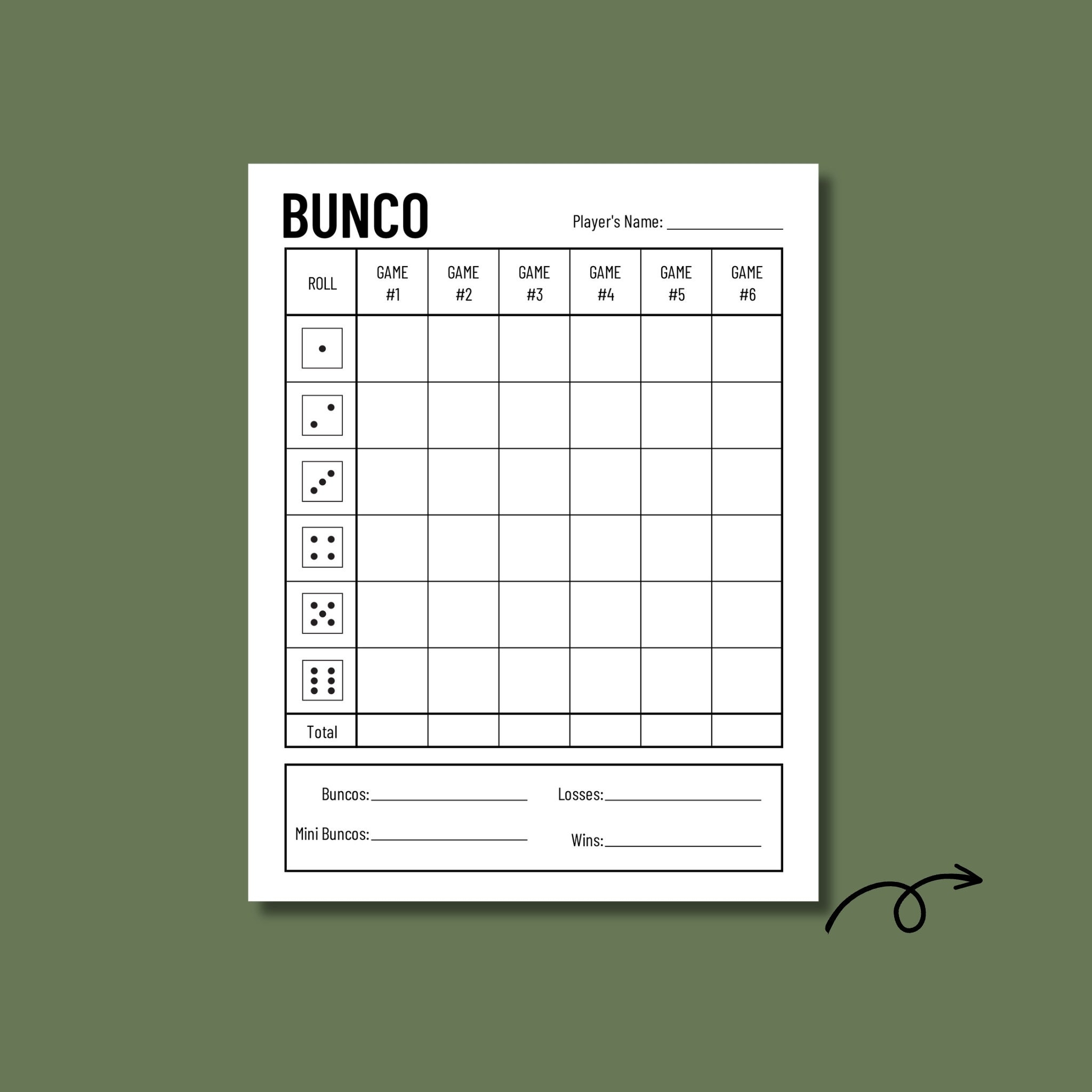 bunco sheets printable