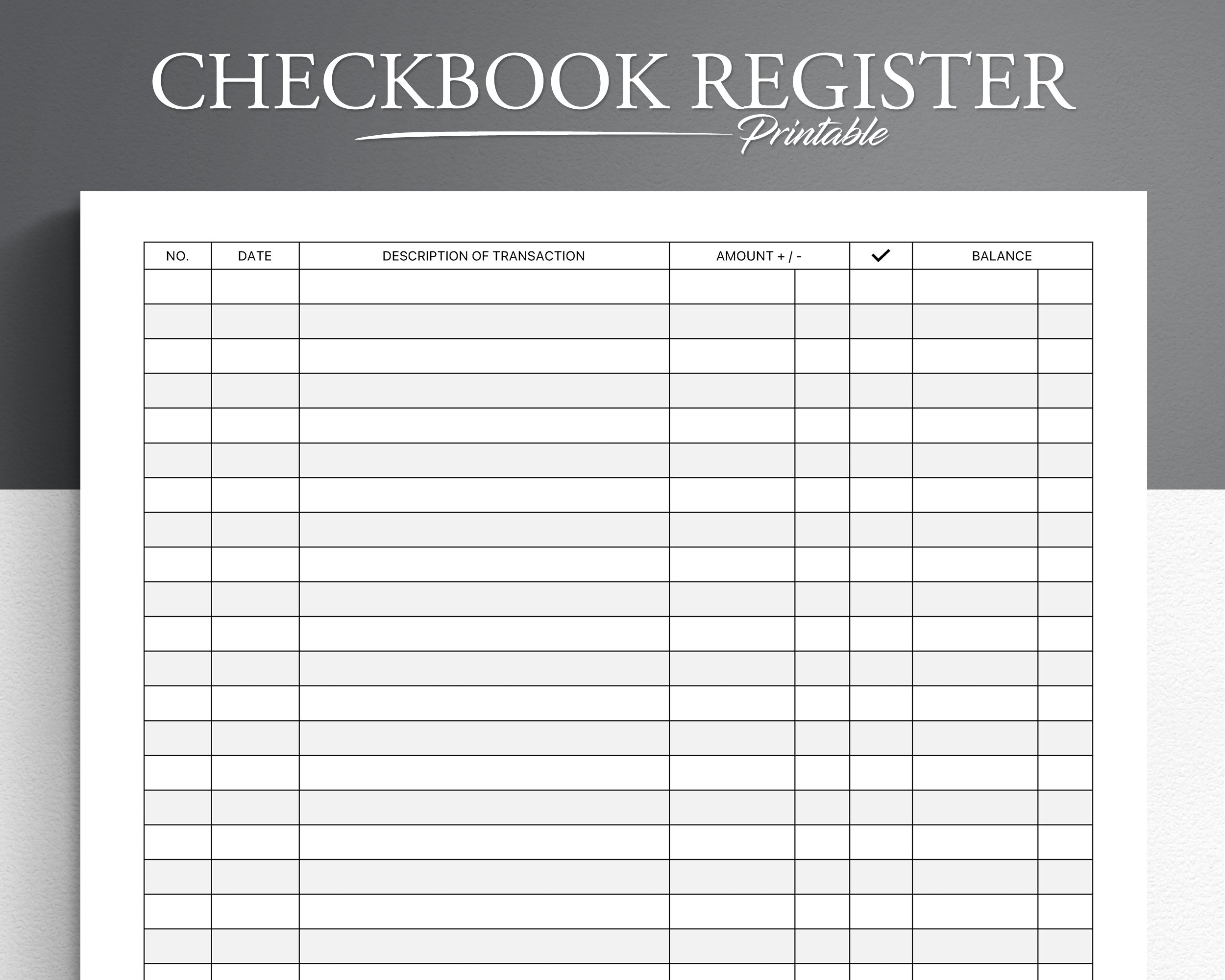 free printable checkbook register template