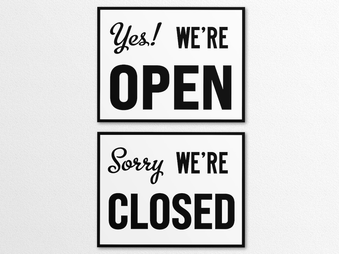 Printable Closed And Open Signs Set In US Letter Instant Download PDF PNG Etsy