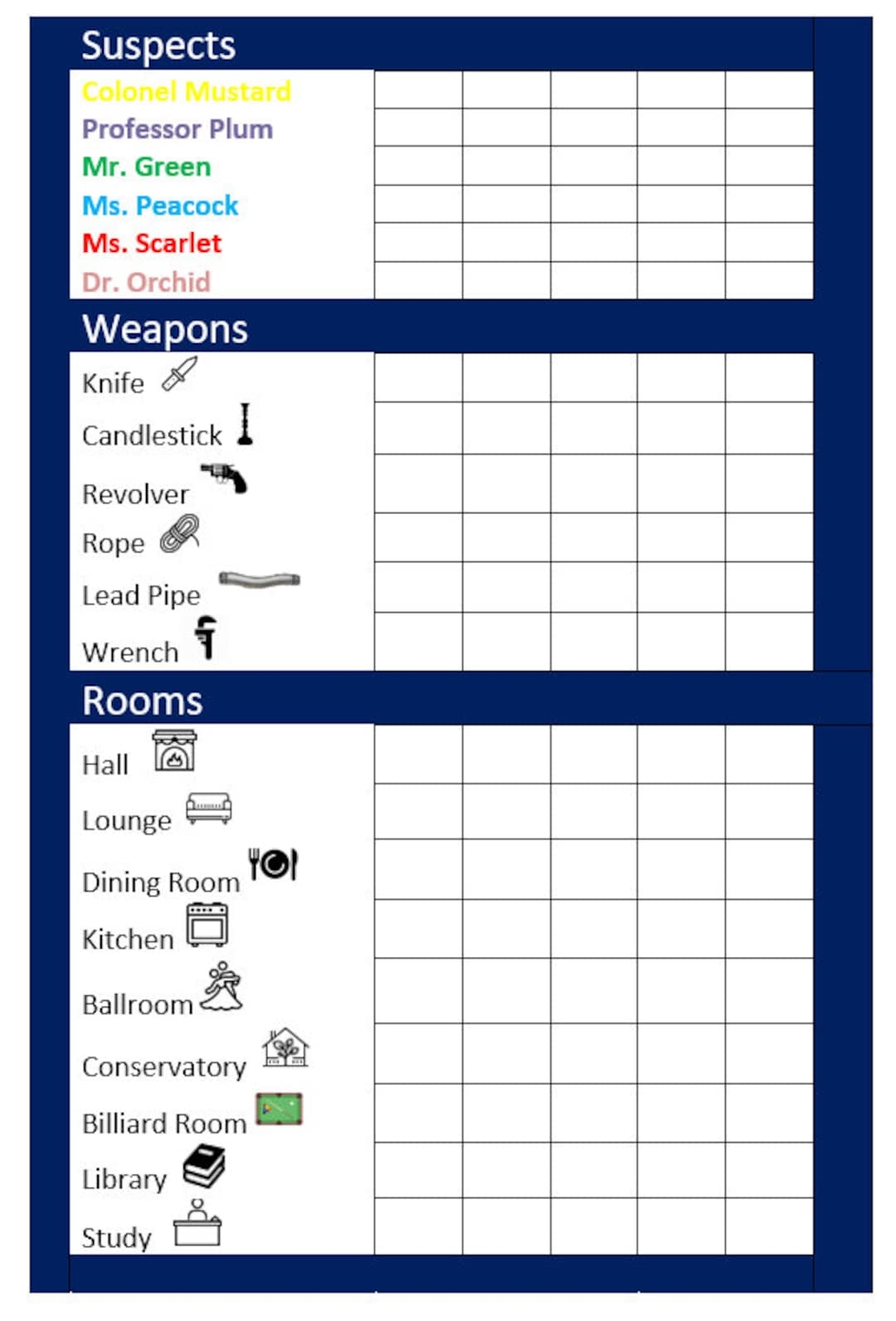printable clue sheets pdf