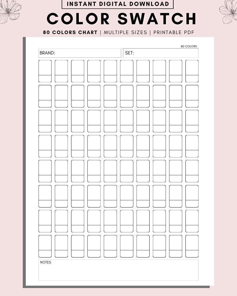 marker swatch sheet printable