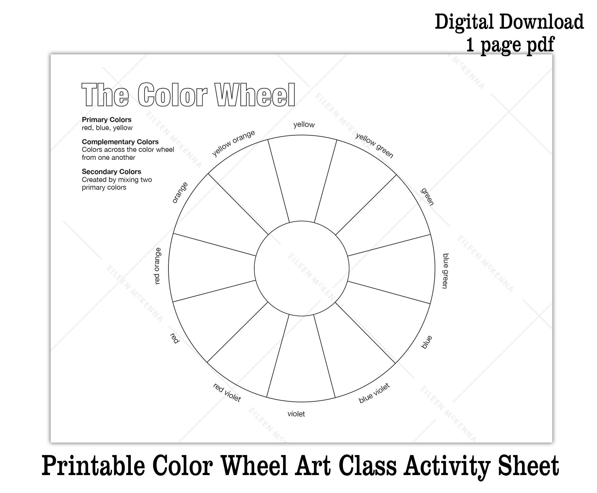 free printable color wheel worksheet