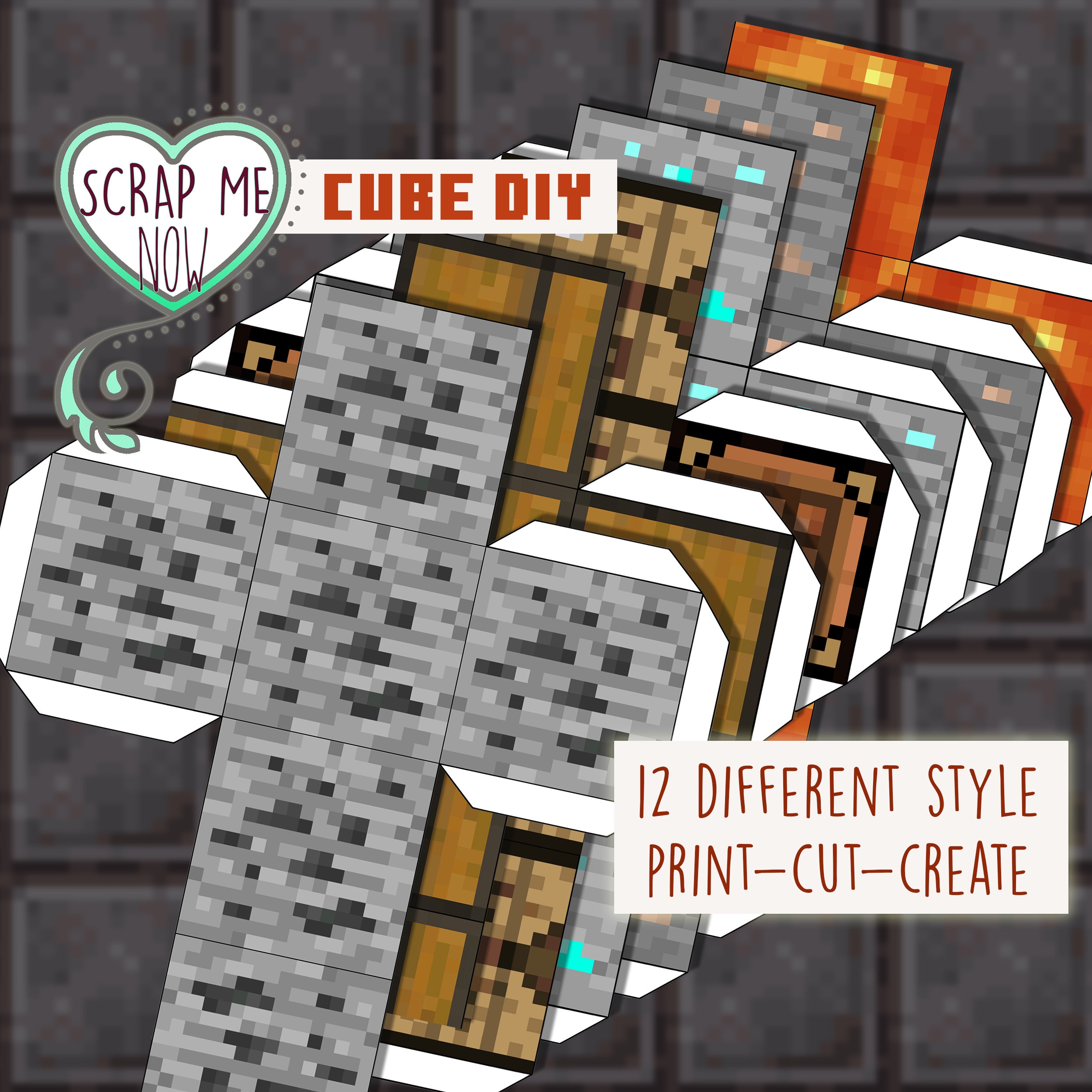 Printable Cube Set A4 300DPI Size 12 Different Textures Suitable For Decorations Creations Invitations Kids Game Etsy