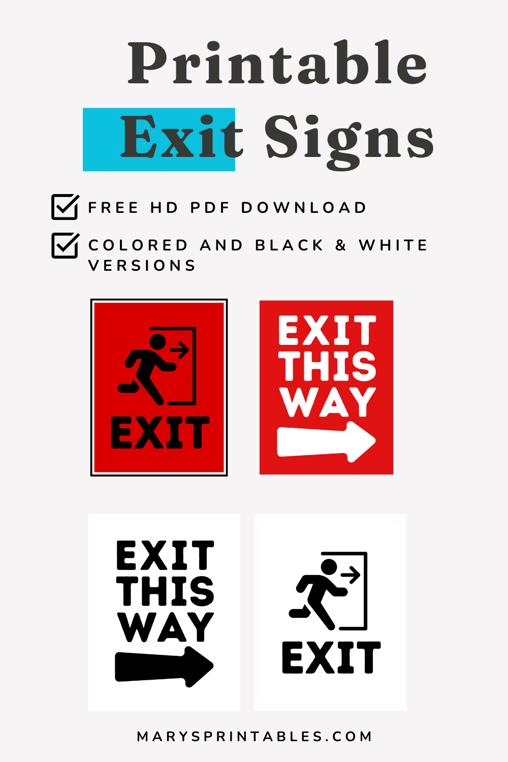Printable Exit Sign Free Clear And Easy to Download Designs