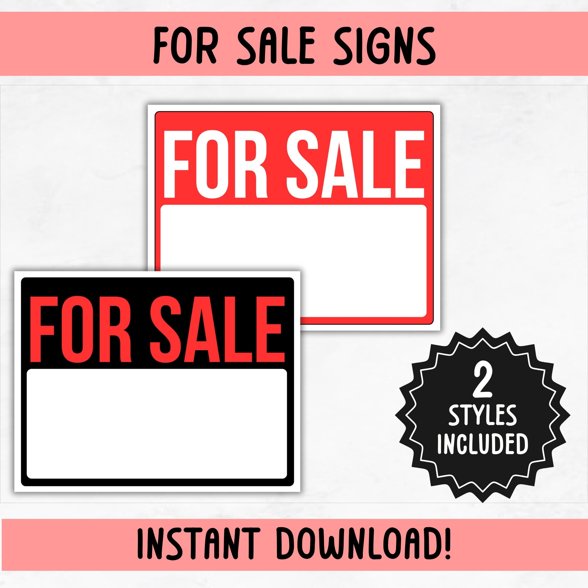 free printable for sale signs