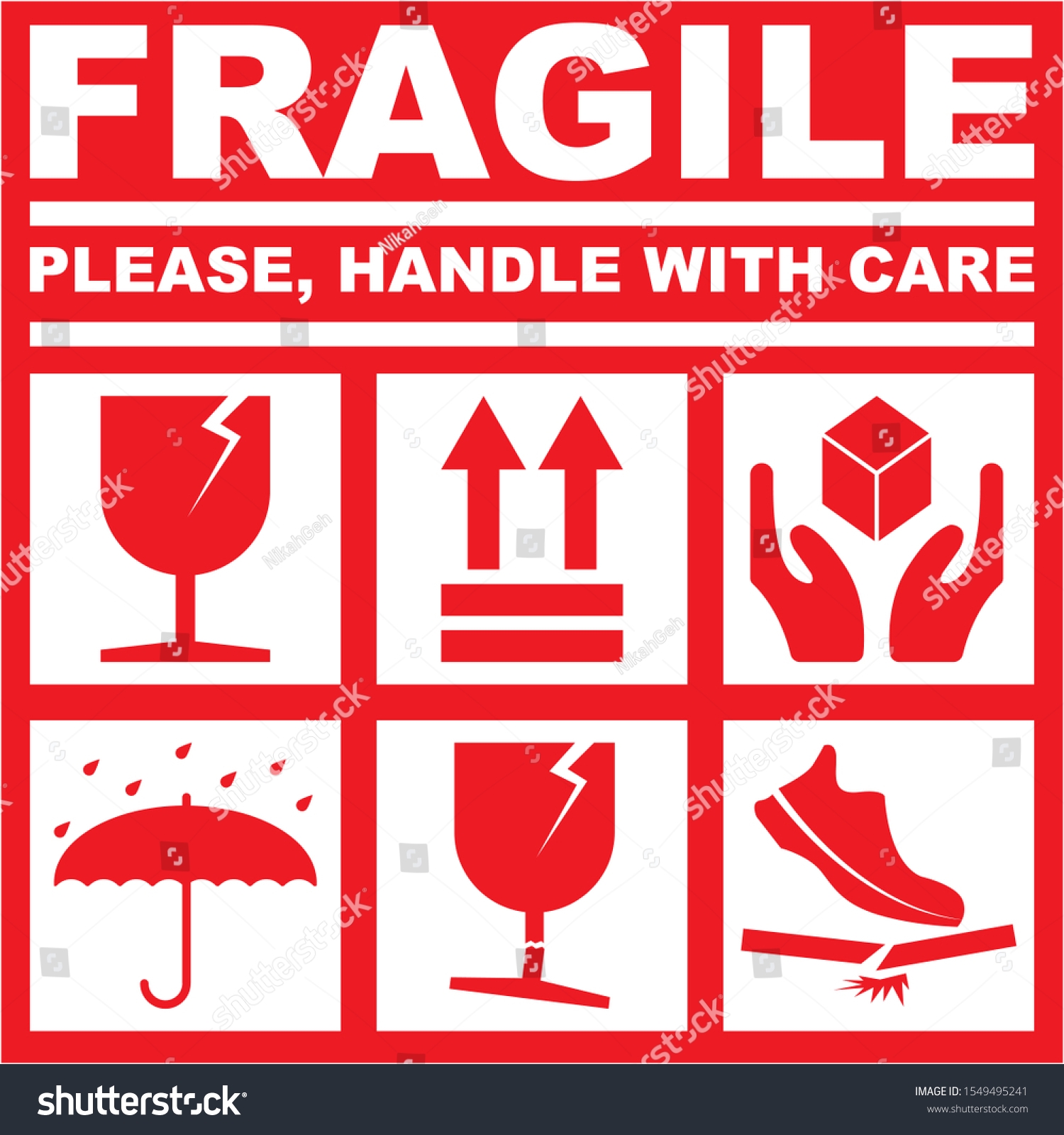 Printable Fragile Please Handle Care White Stock Vector Royalty Free 1549495241 Shutterstock