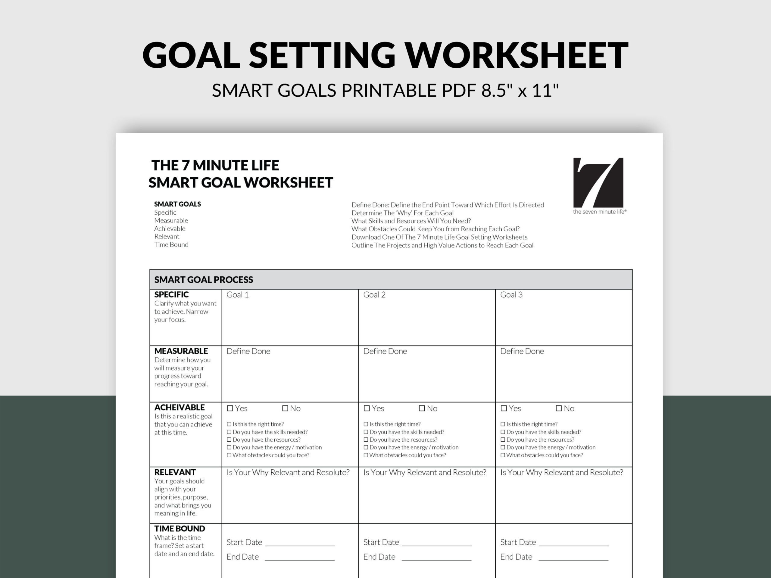 printable goals worksheet