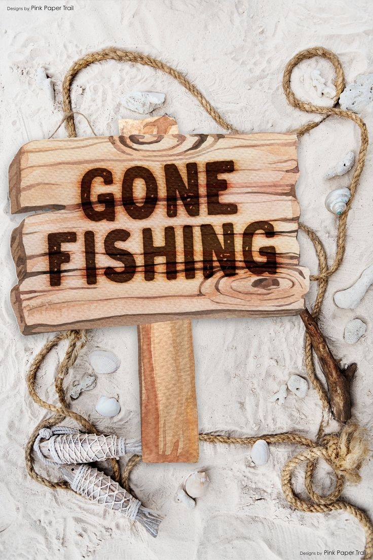 Printable Gone Fishing Party Sign Decoration Gone Fishing Sign Fishing Party Sign Printable Instant Download