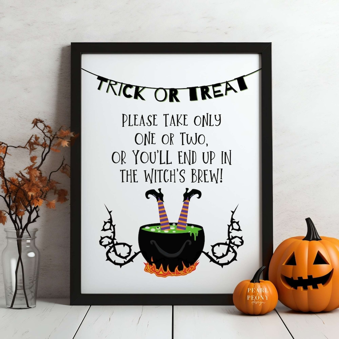 PRINTABLE Halloween Candy Bowl Sign Please Take One Sign Trick Or Treat Porch Sign Take A Treat Sign Trunk Or Treat Digital Download Etsy