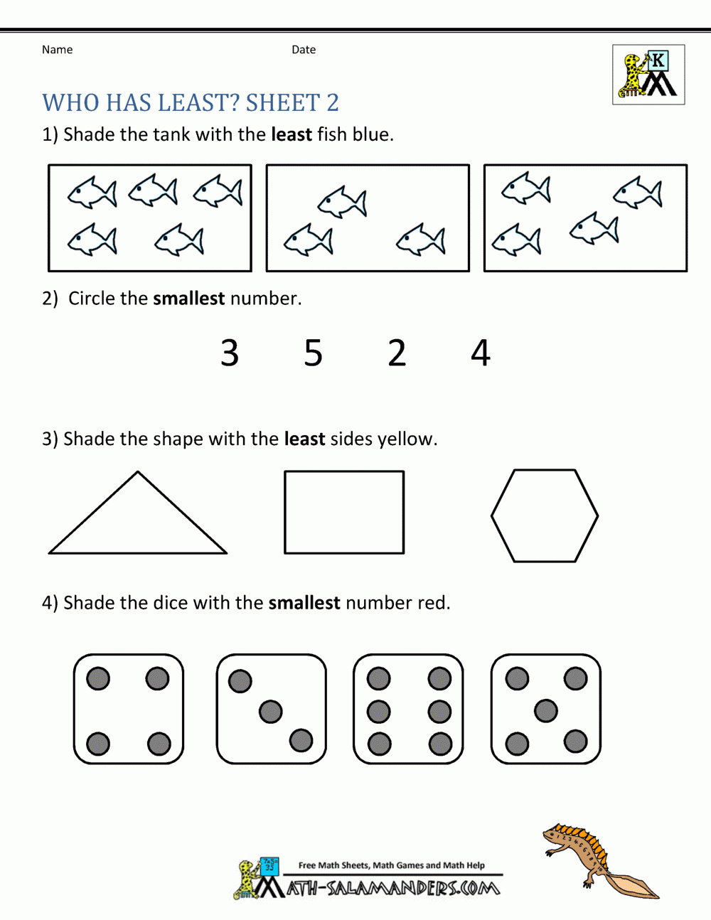 kindergarten math worksheets free printables