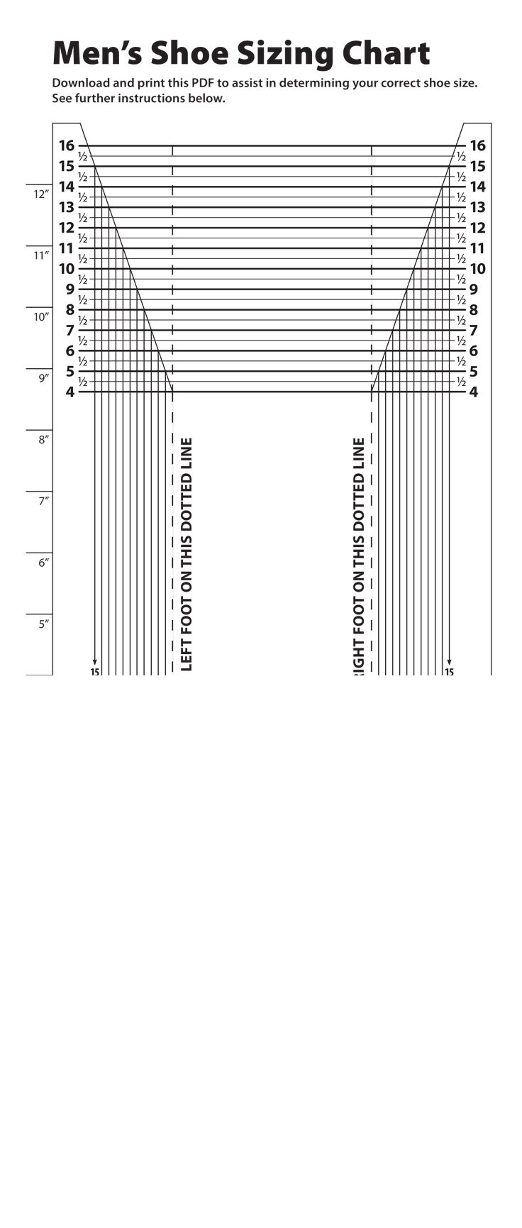 printable shoe size template pdf