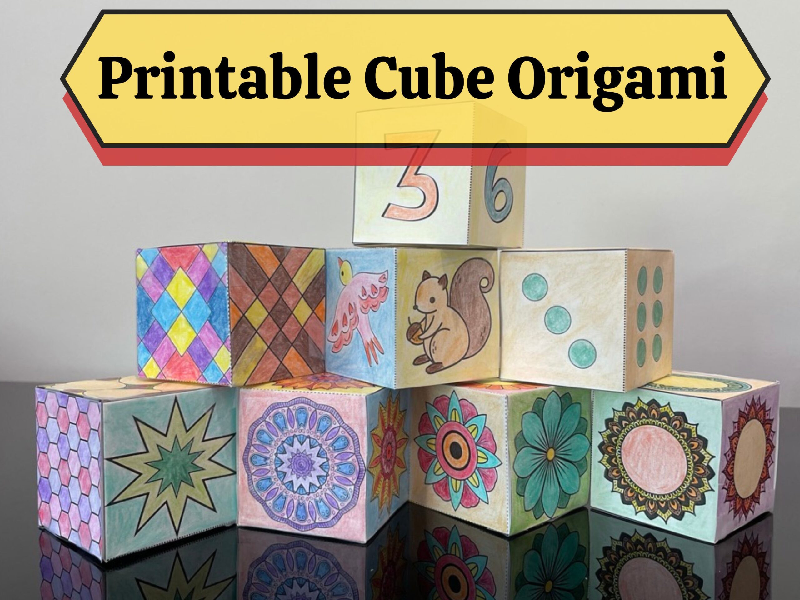 Printable Origami Cubes 8 Different Pattern Pages Paper Crafts Kids Activity Coloring For Adults And Kids Shapes Instant Download Etsy