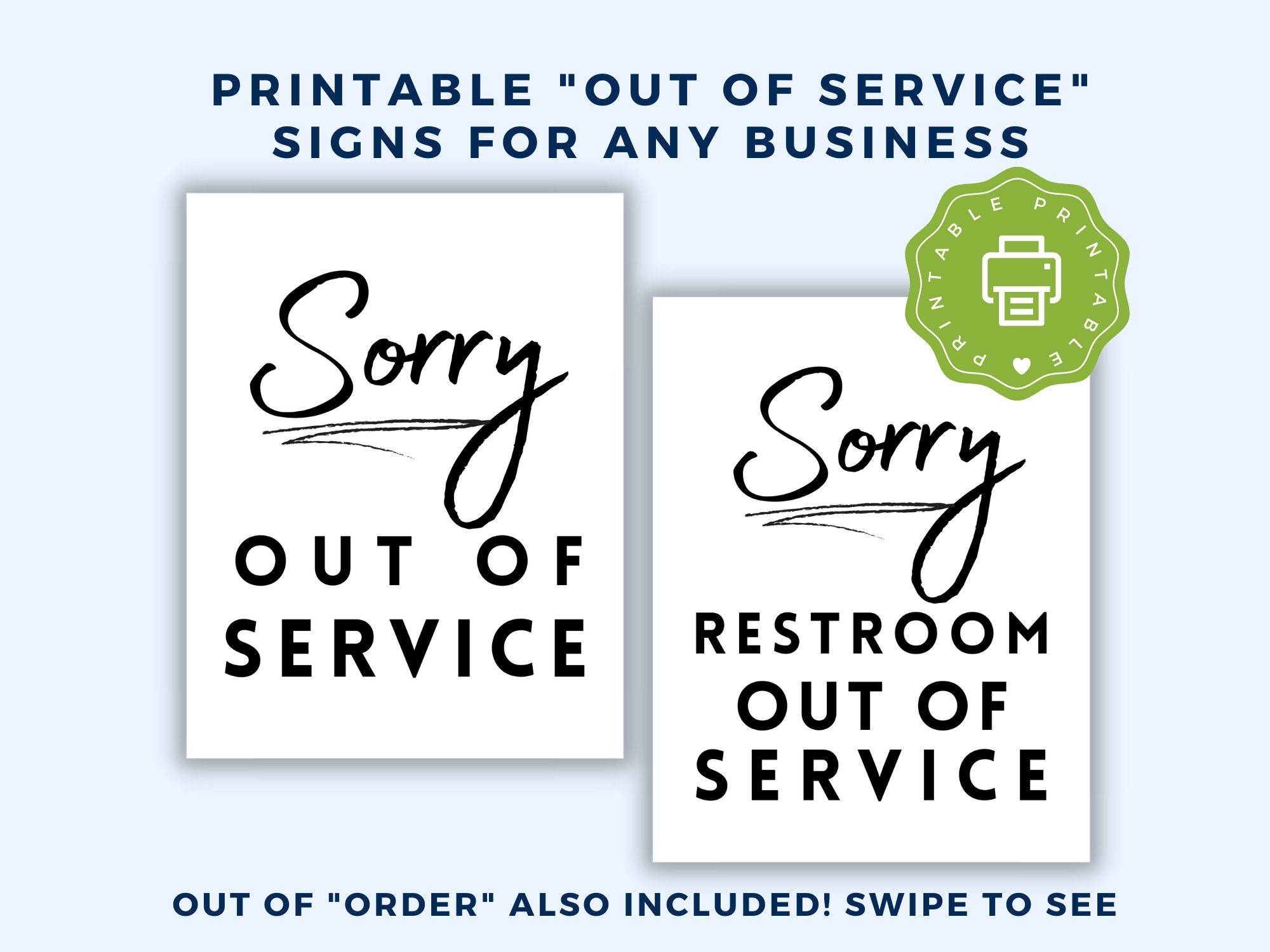 out of service sign printable