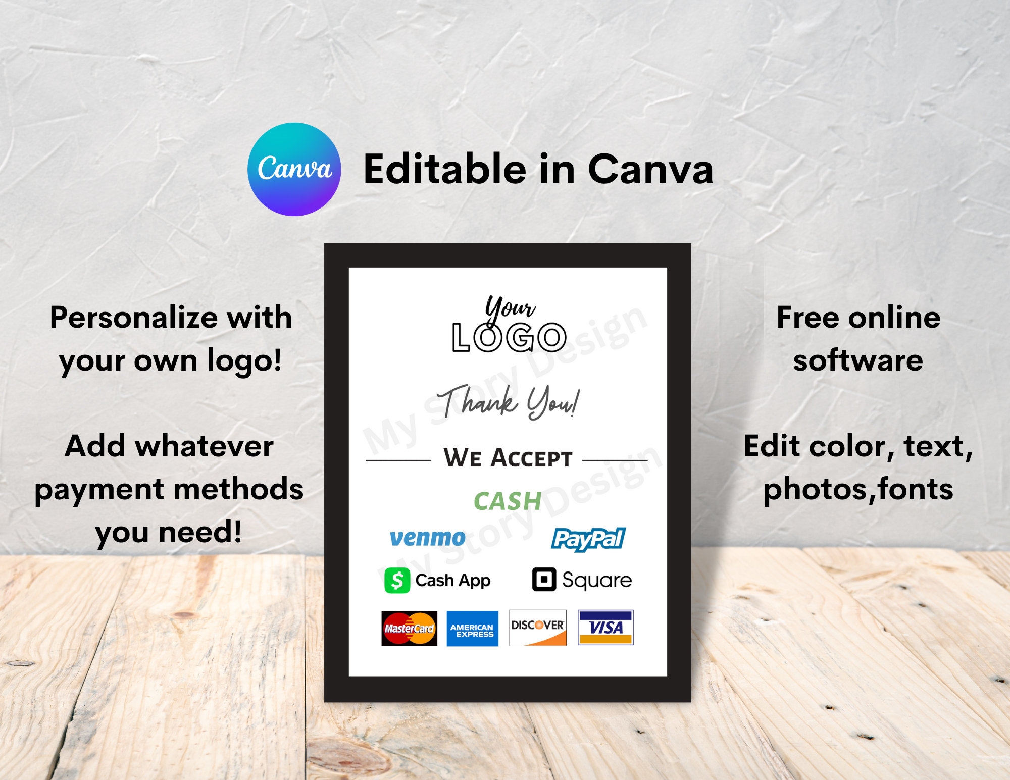 printable payments accepted sign