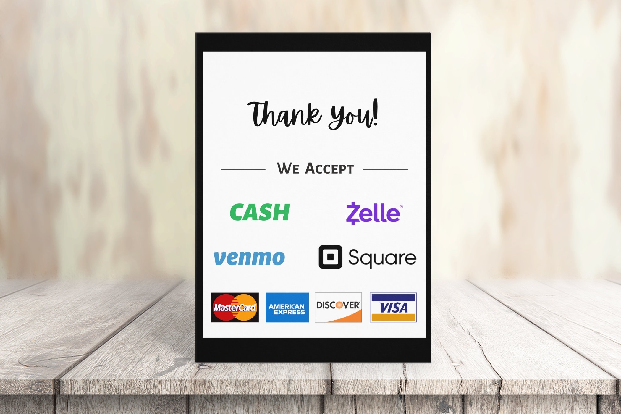 Printable Payment Sign We Accept Credit Cards Sign Vendor Payment Sign Instant Download Etsy