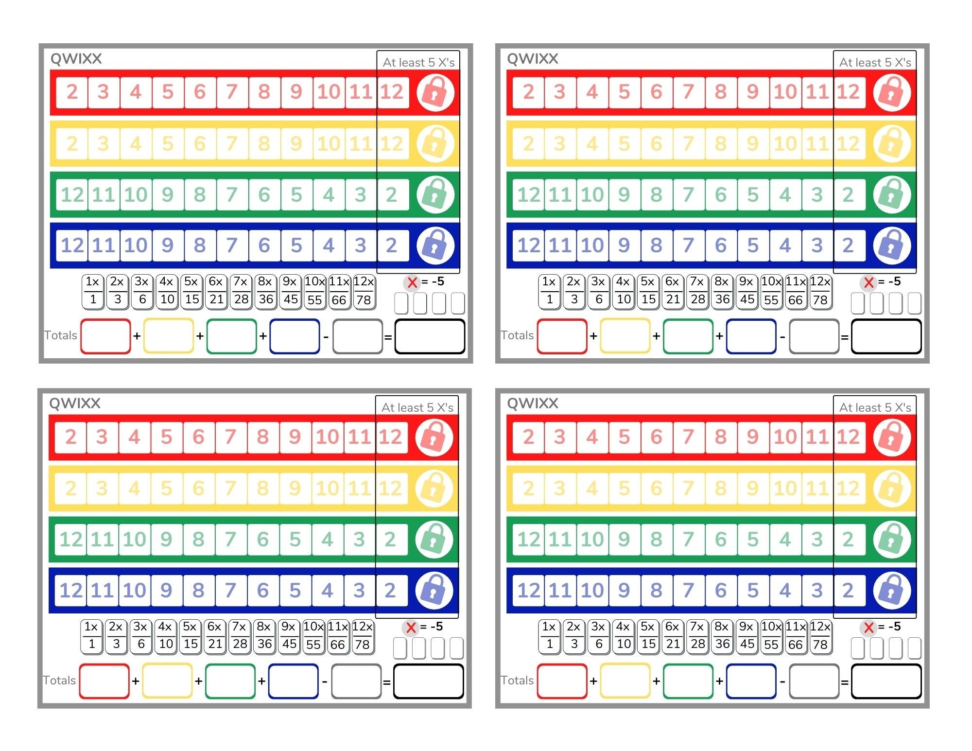 Printable Quixx Score Sheets Dice Game Scorecard PDF Download Etsy Printable Quixx Score Sheets Dice Game Scorecard PDF Download Etsy