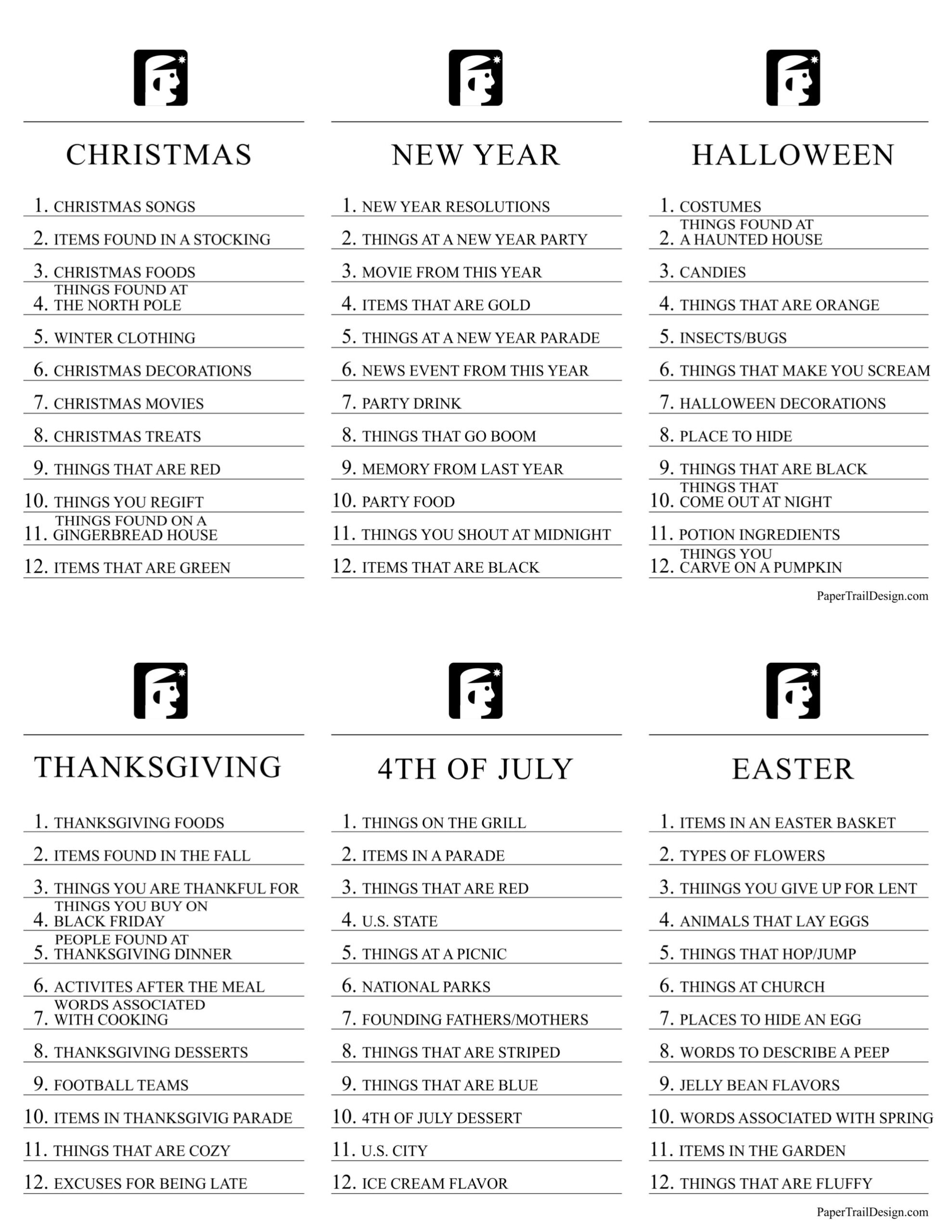 Printable Scattergories Game Paper Trail Design Printable Scattergories Game Paper Trail Design