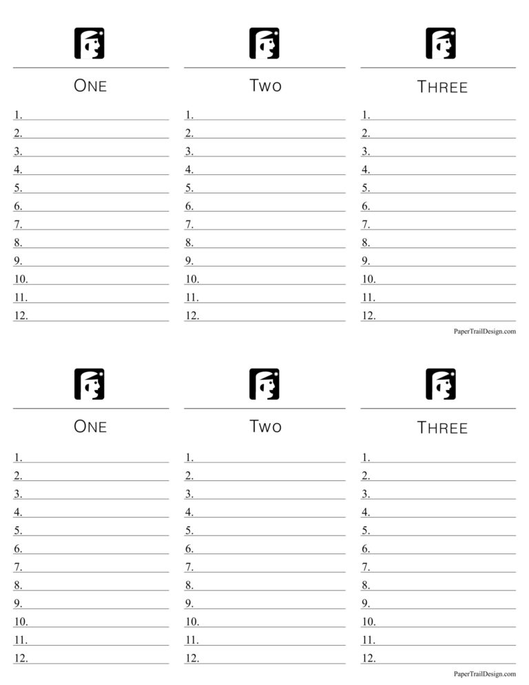 Printable Scattergories Game Paper Trail Design