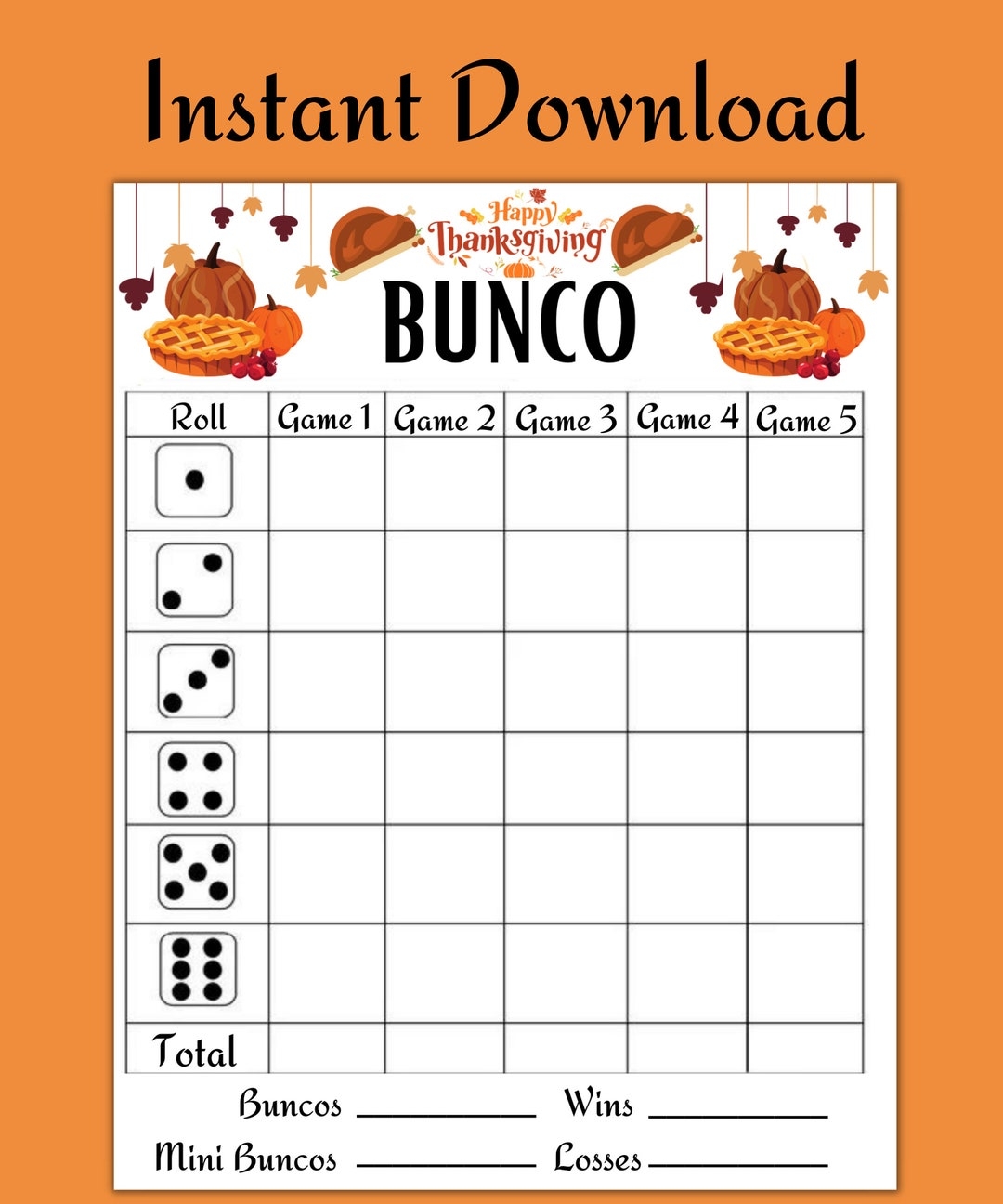 printable bunco score sheets