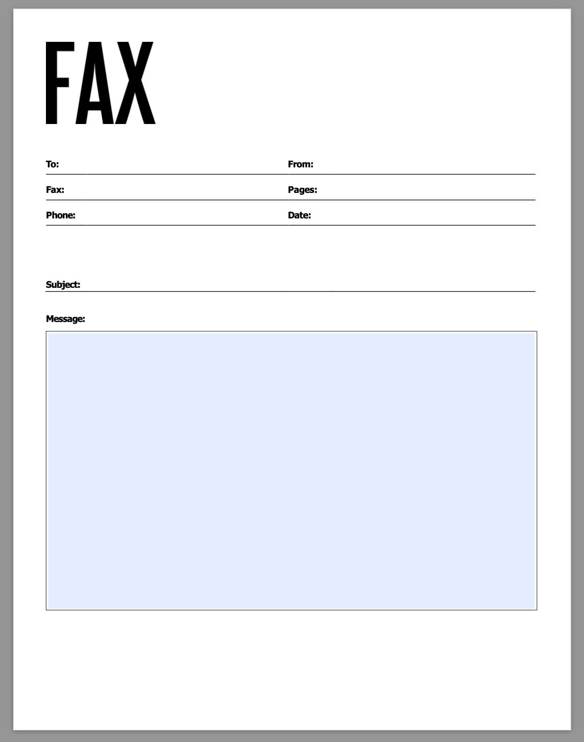 fax cover sheet free printable