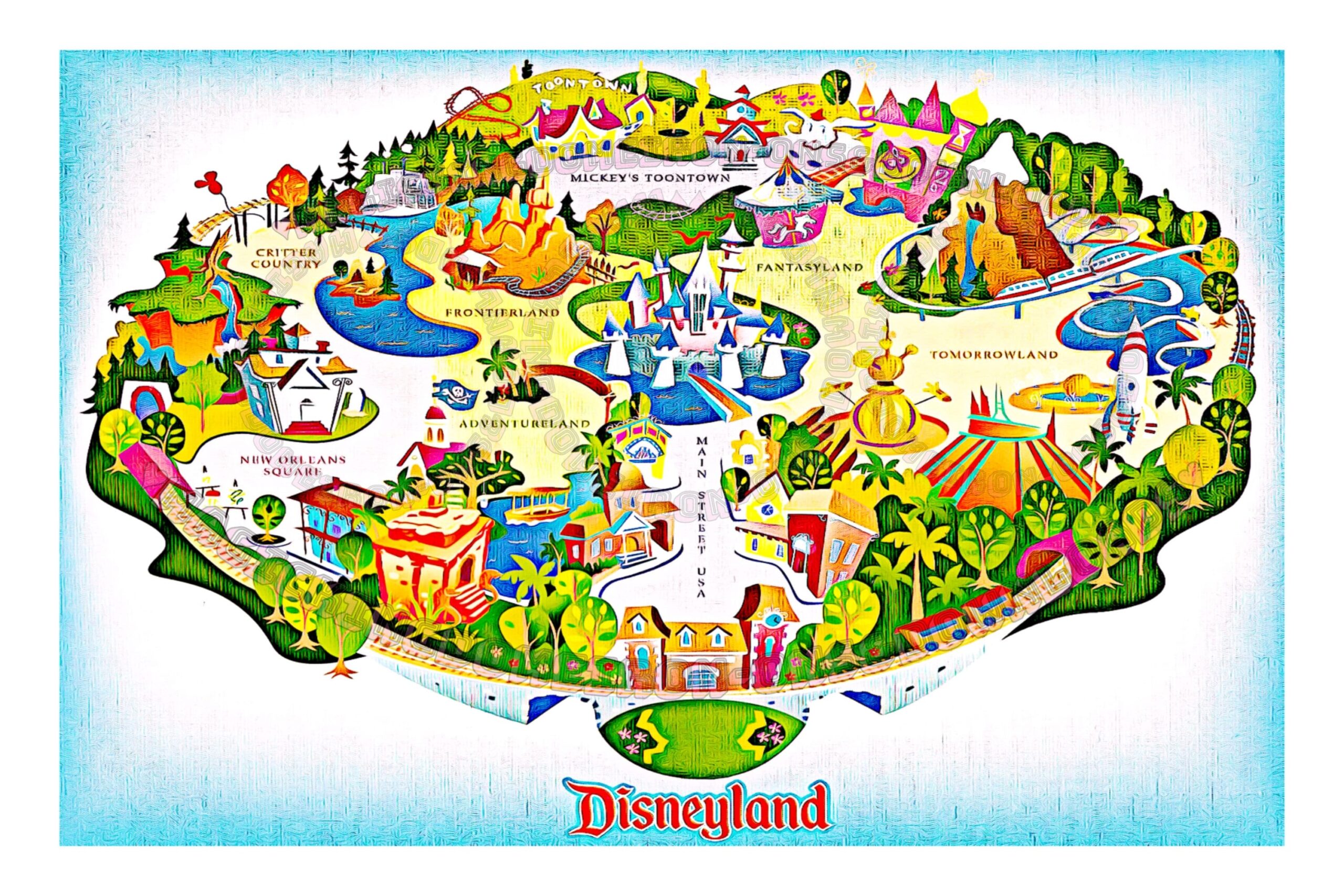 Rare Disneyland Map Image DIY Print For T shirt Mug Decor digital Download Etsy