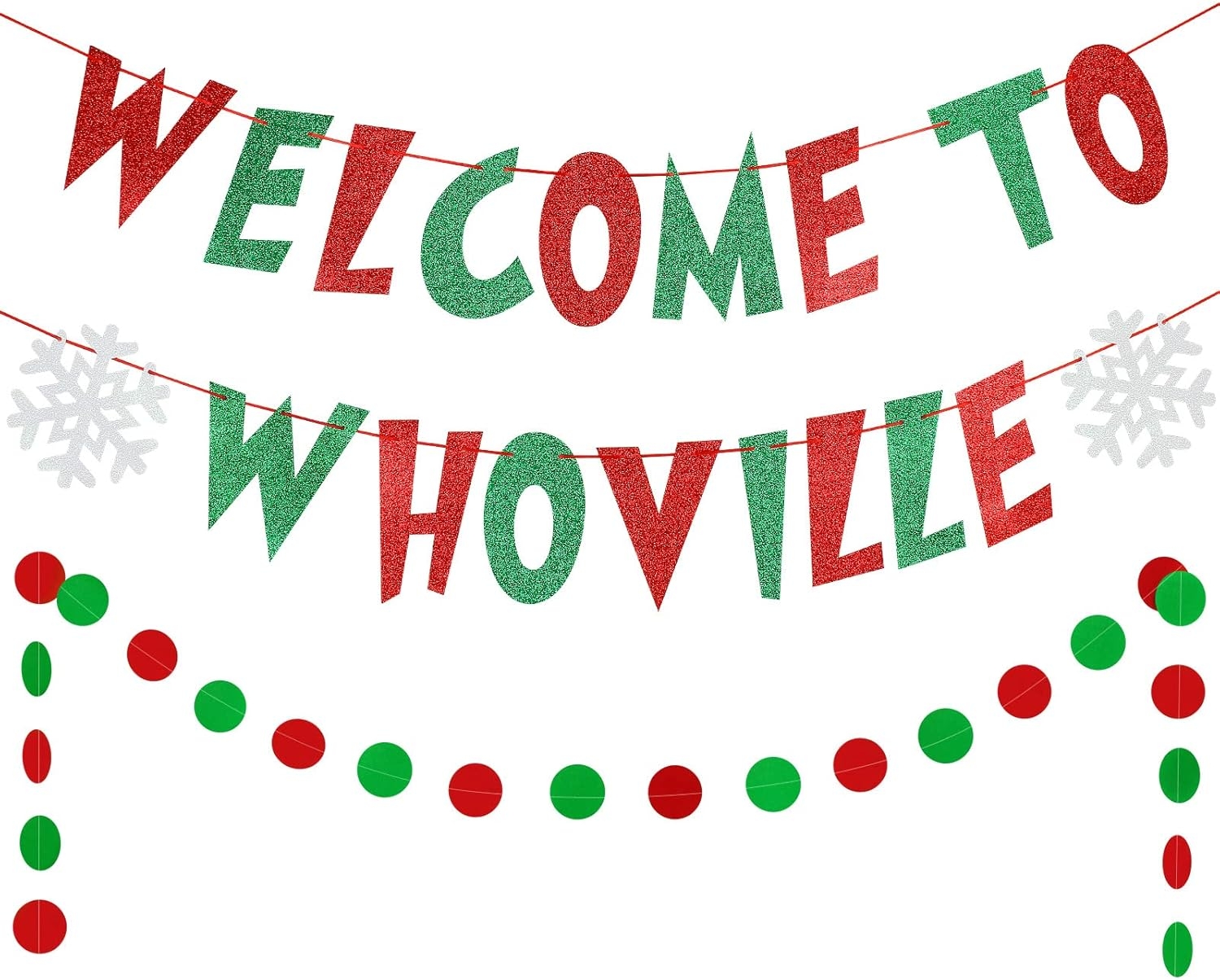 Red And Green Welcome To Whoville Banner White EBay