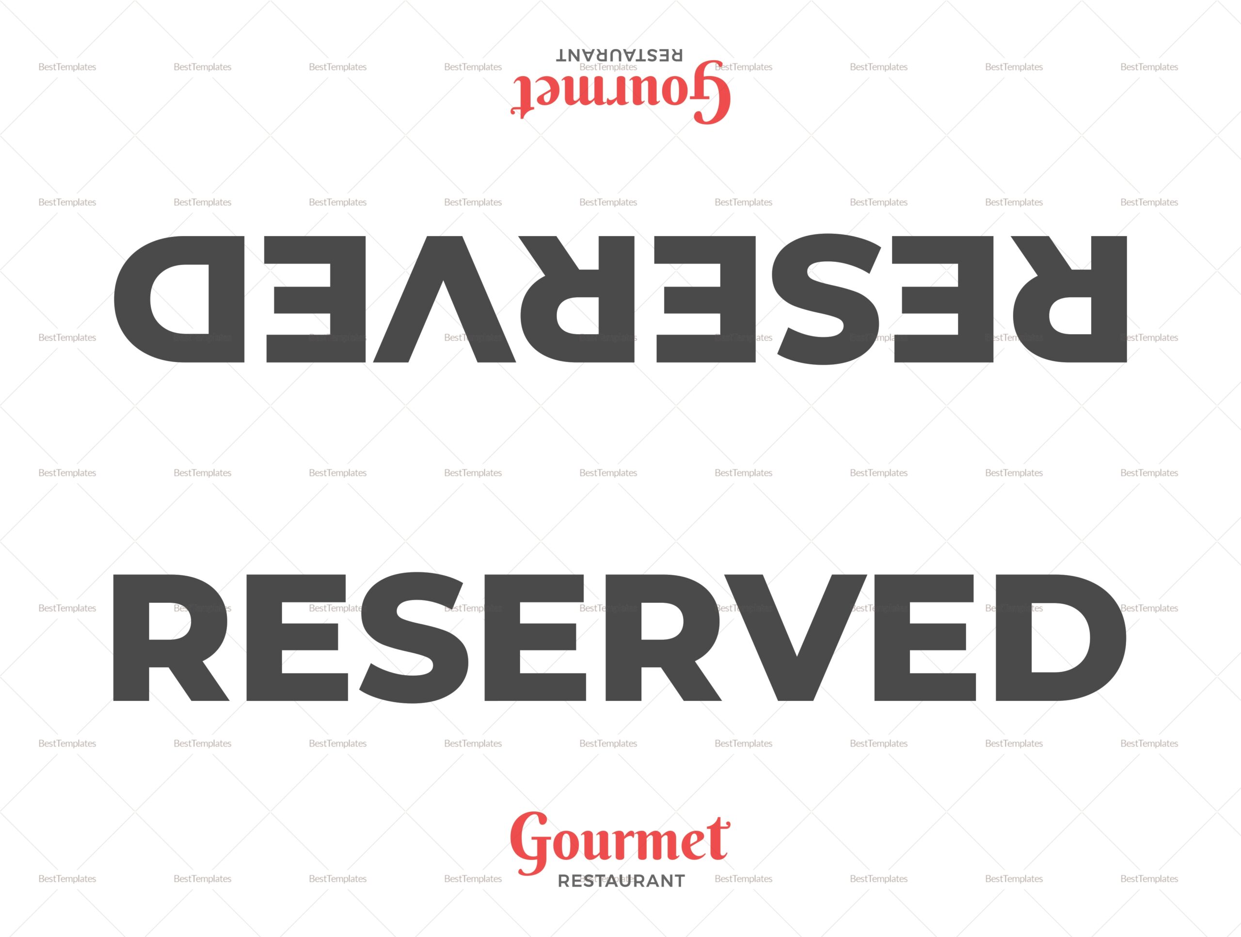 Restaurant Double Sided Reserved Signs Template Best Templates