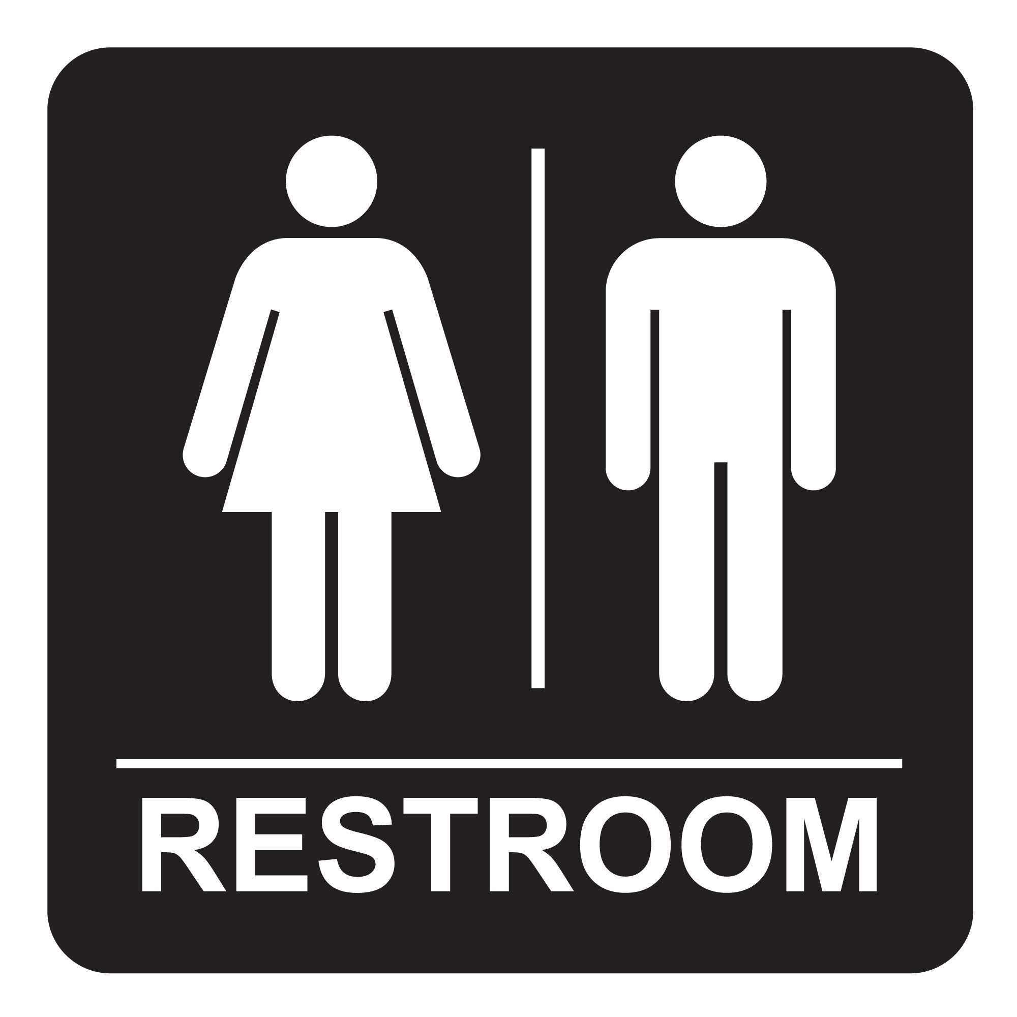 Restroom Sign Unisex Black 4 ft Floor standing Sign Plum Grove