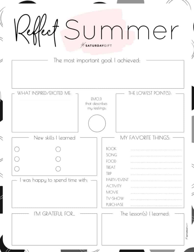Review Your Life With The Summer Reflection Worksheet Free Printable 