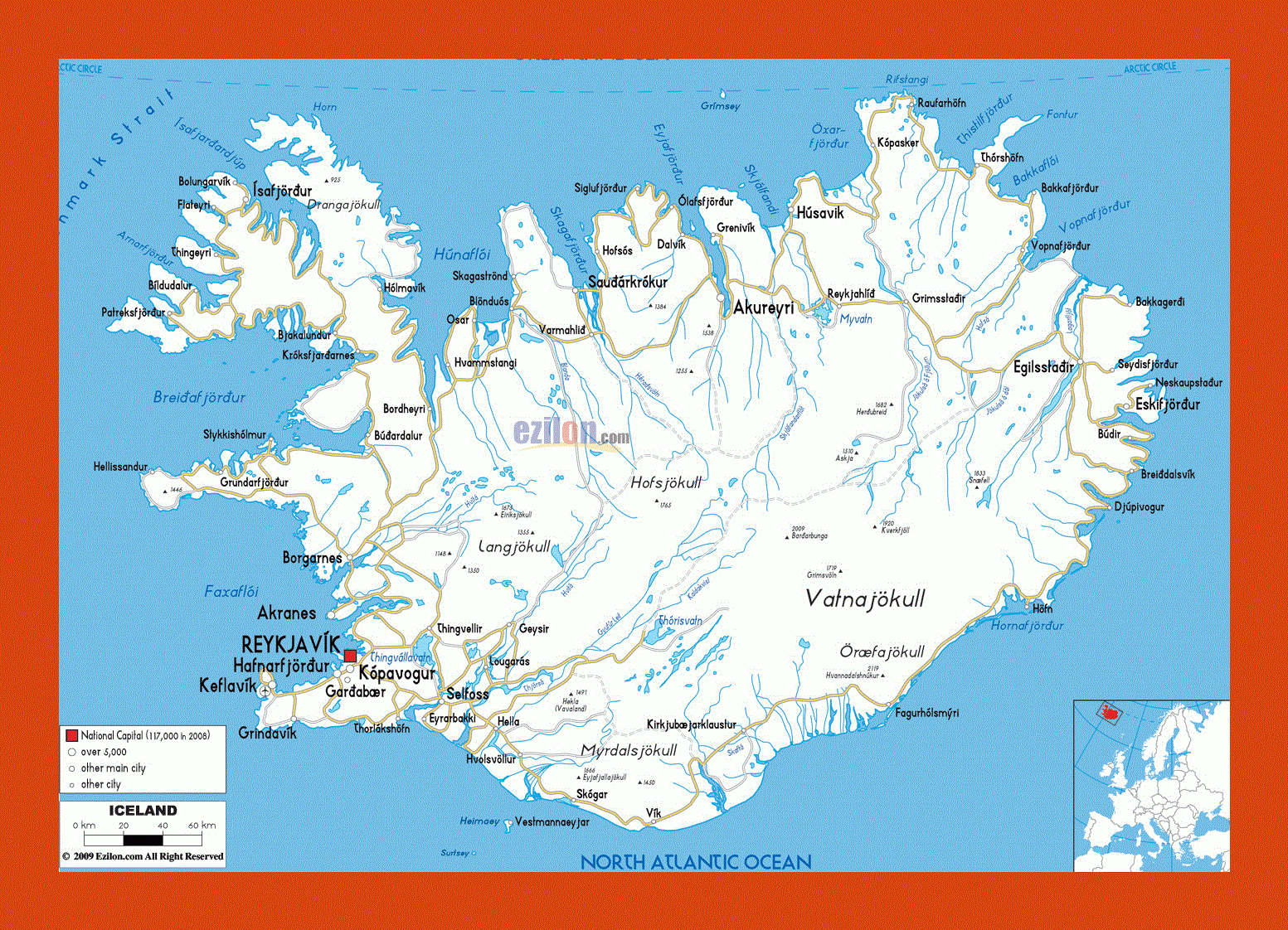 maps of iceland printable maps