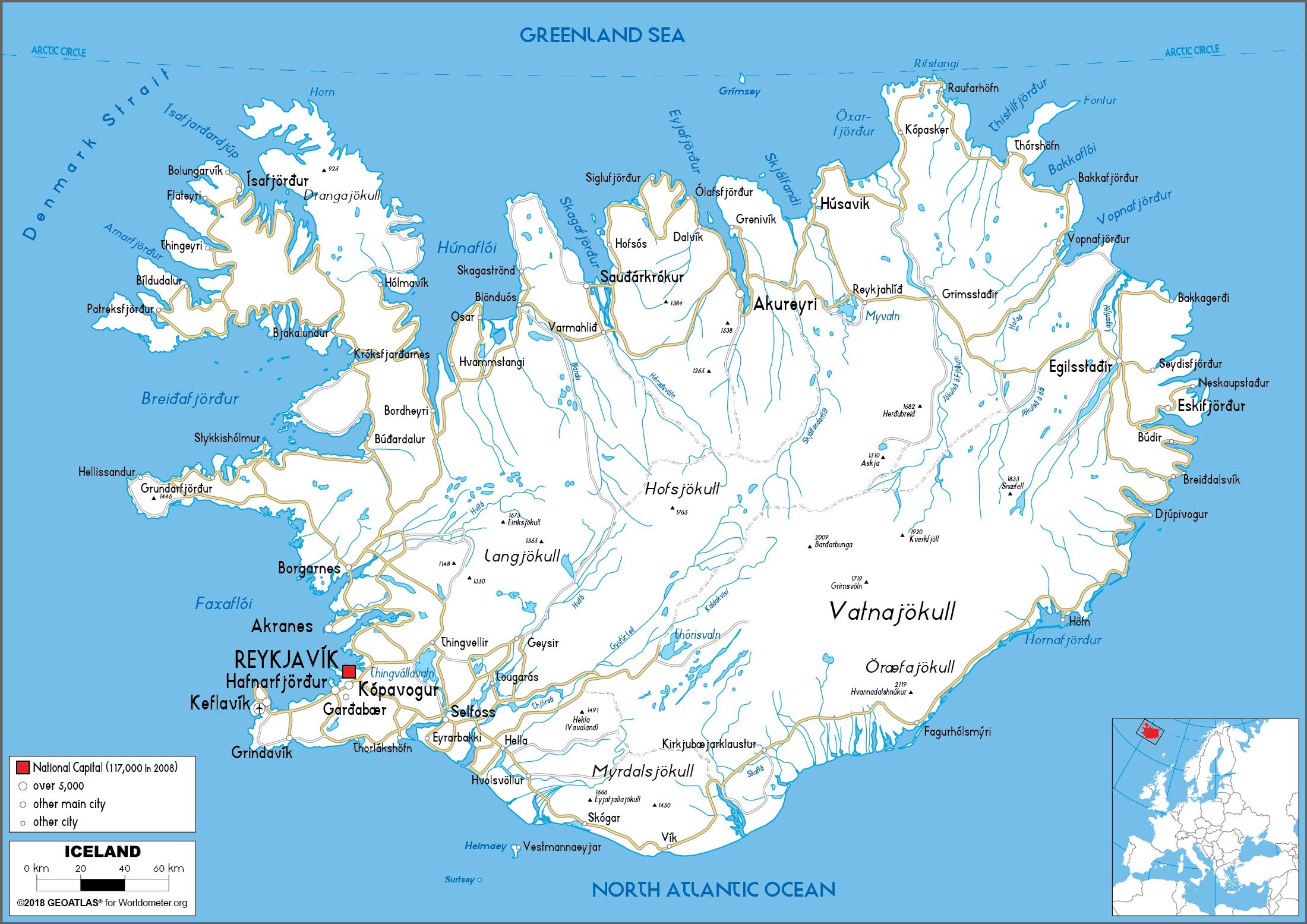 Road Map Of Iceland Roads Tolls And Highways Of Iceland