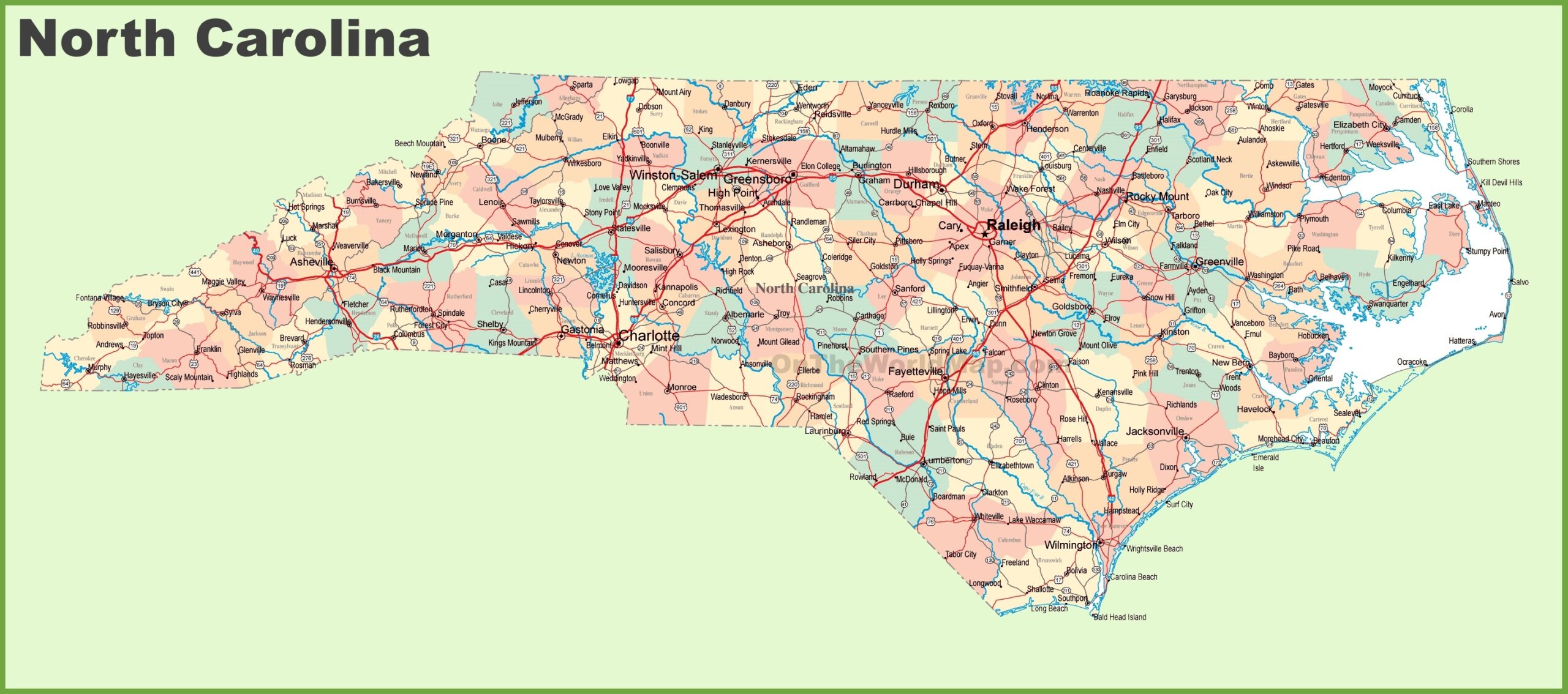 printable map north carolina