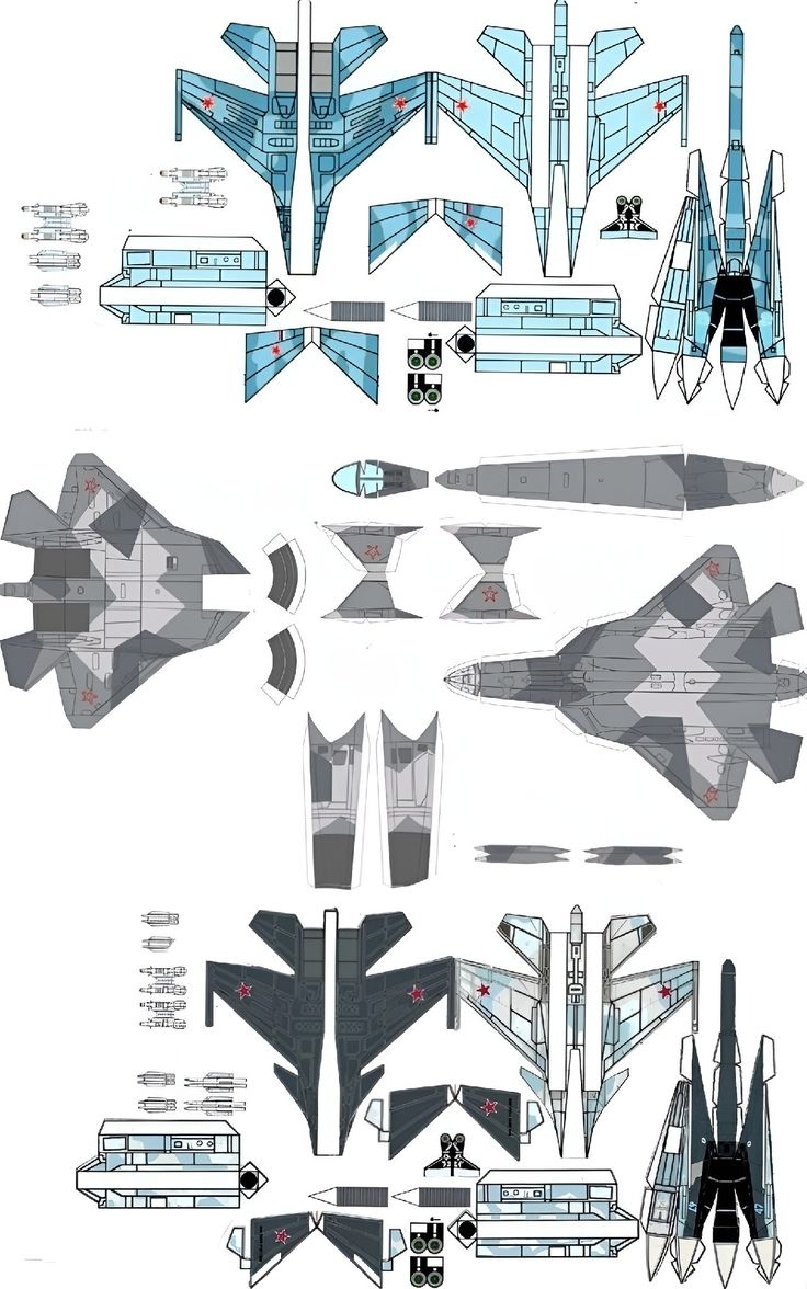 Russia Aircraft Military Set Papercraft Template