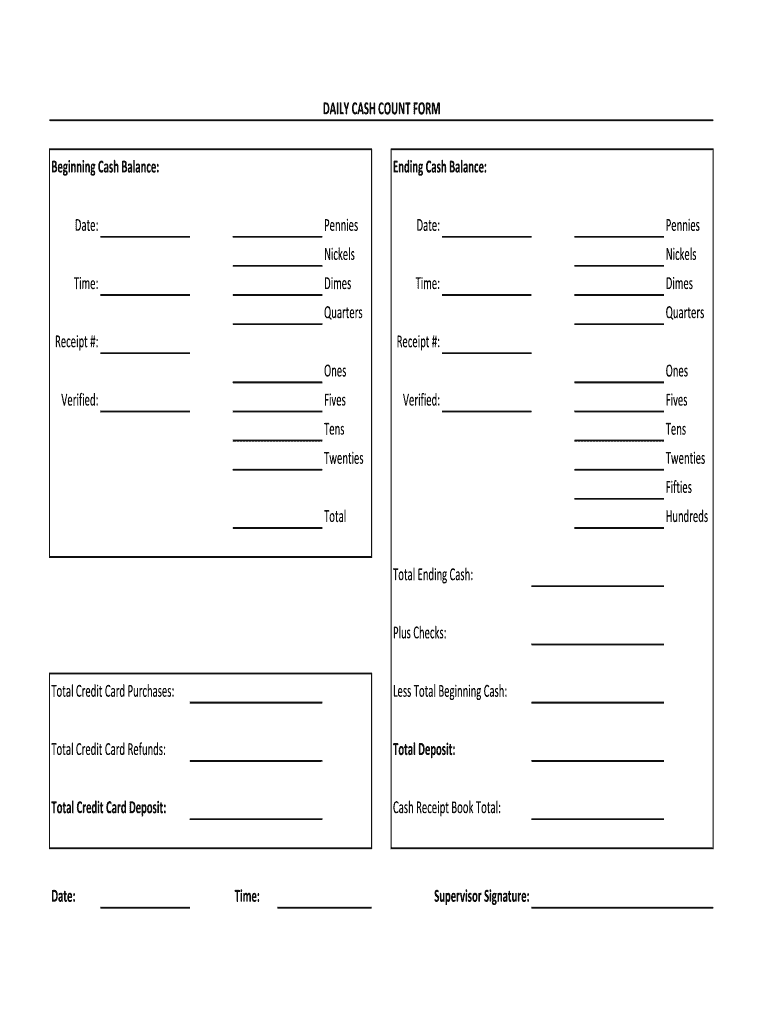 cash count sheet printable